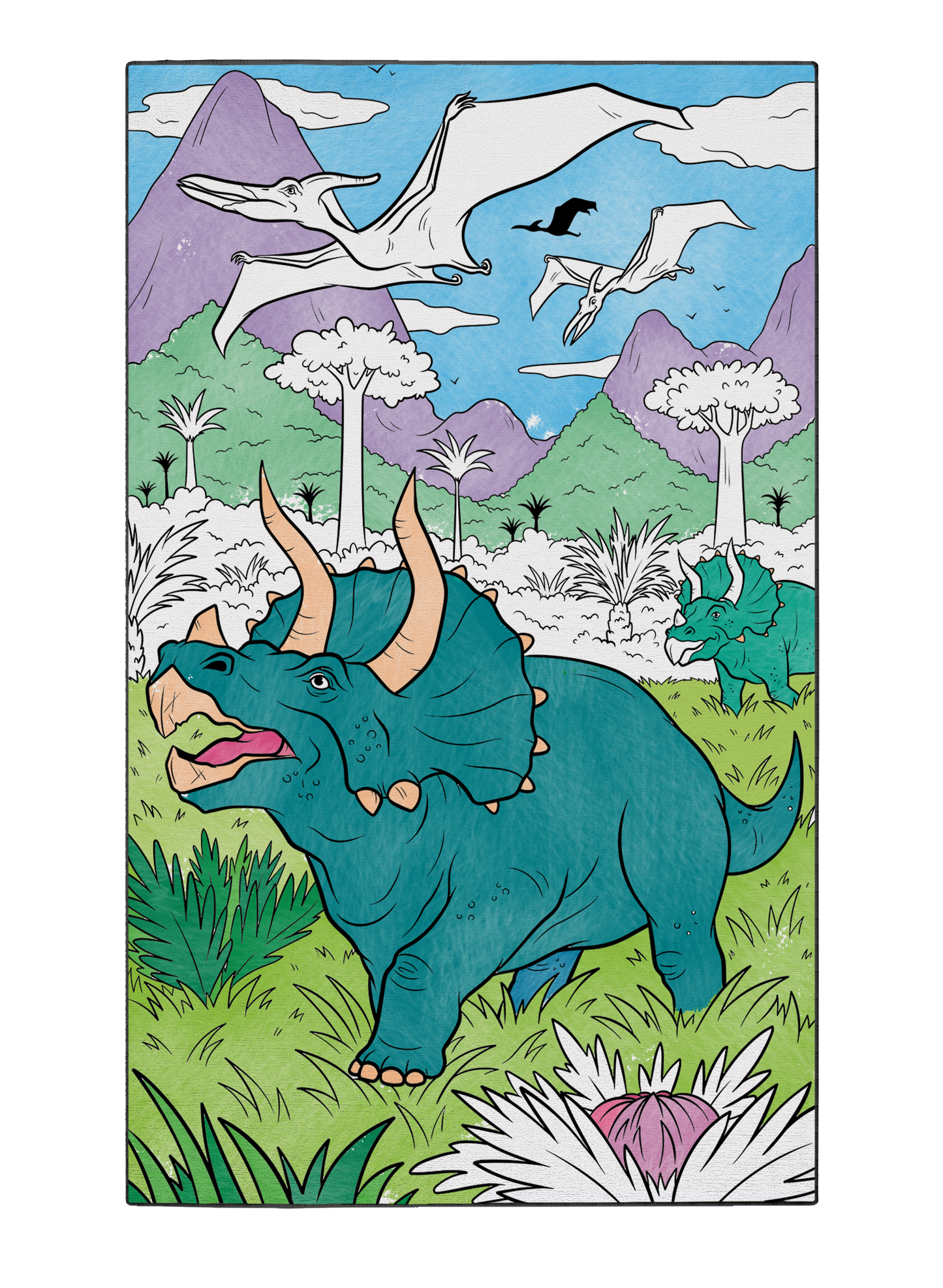 Coloring Mat "Triceratops Parade"