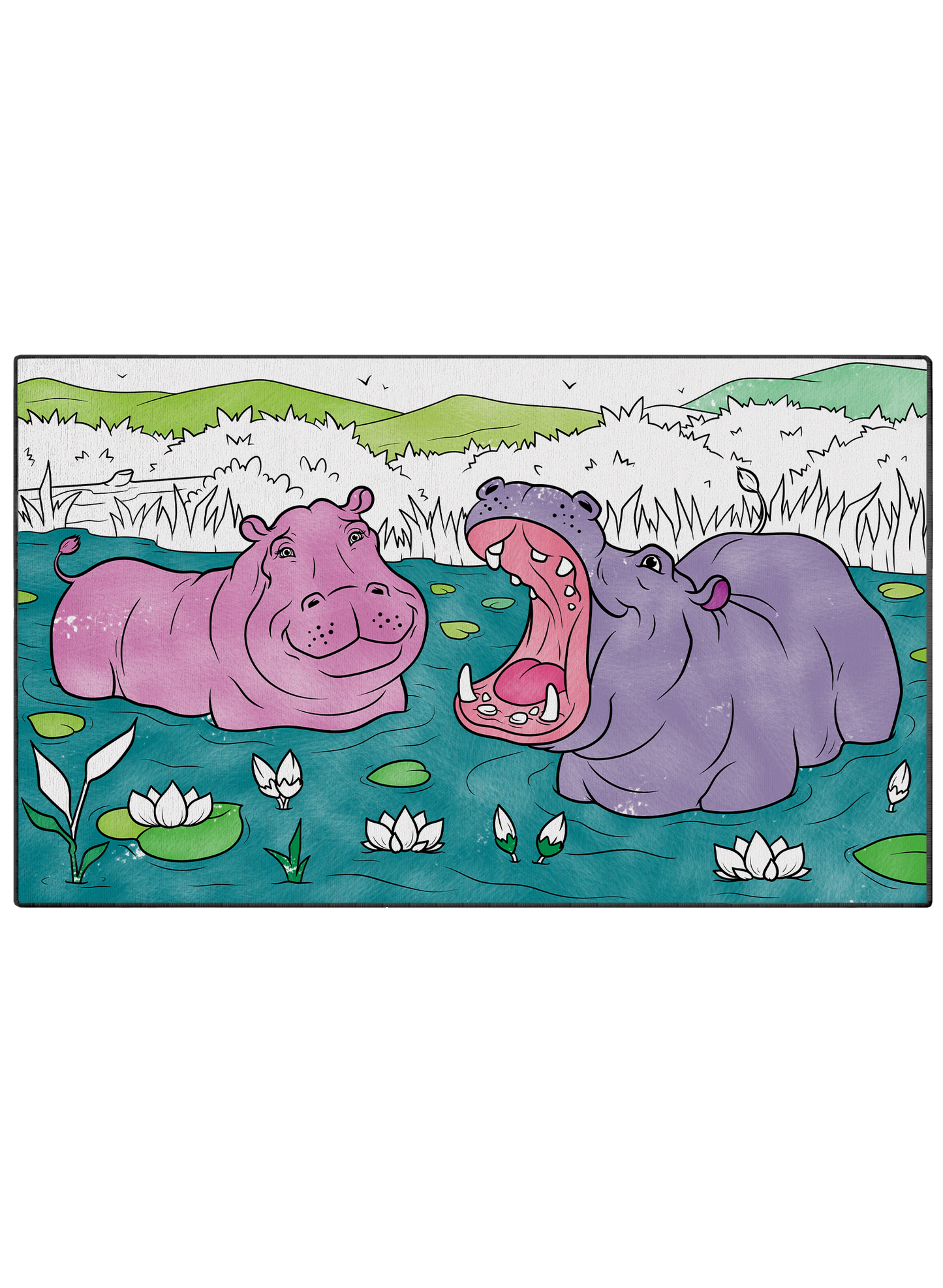 Coloring Poster "Happy Hippos"