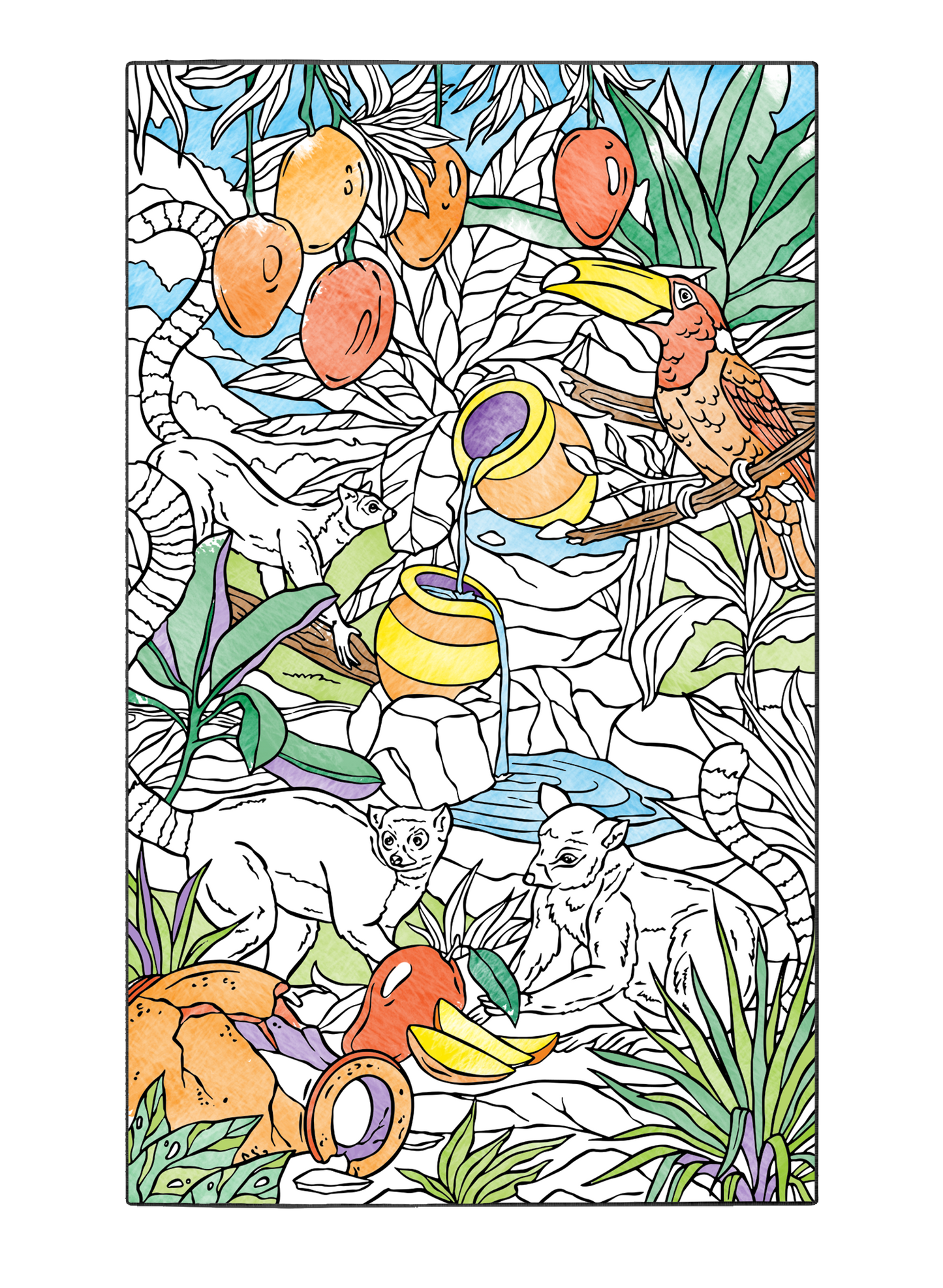 Coloring Poster "Elusive Lemur Hideaway"