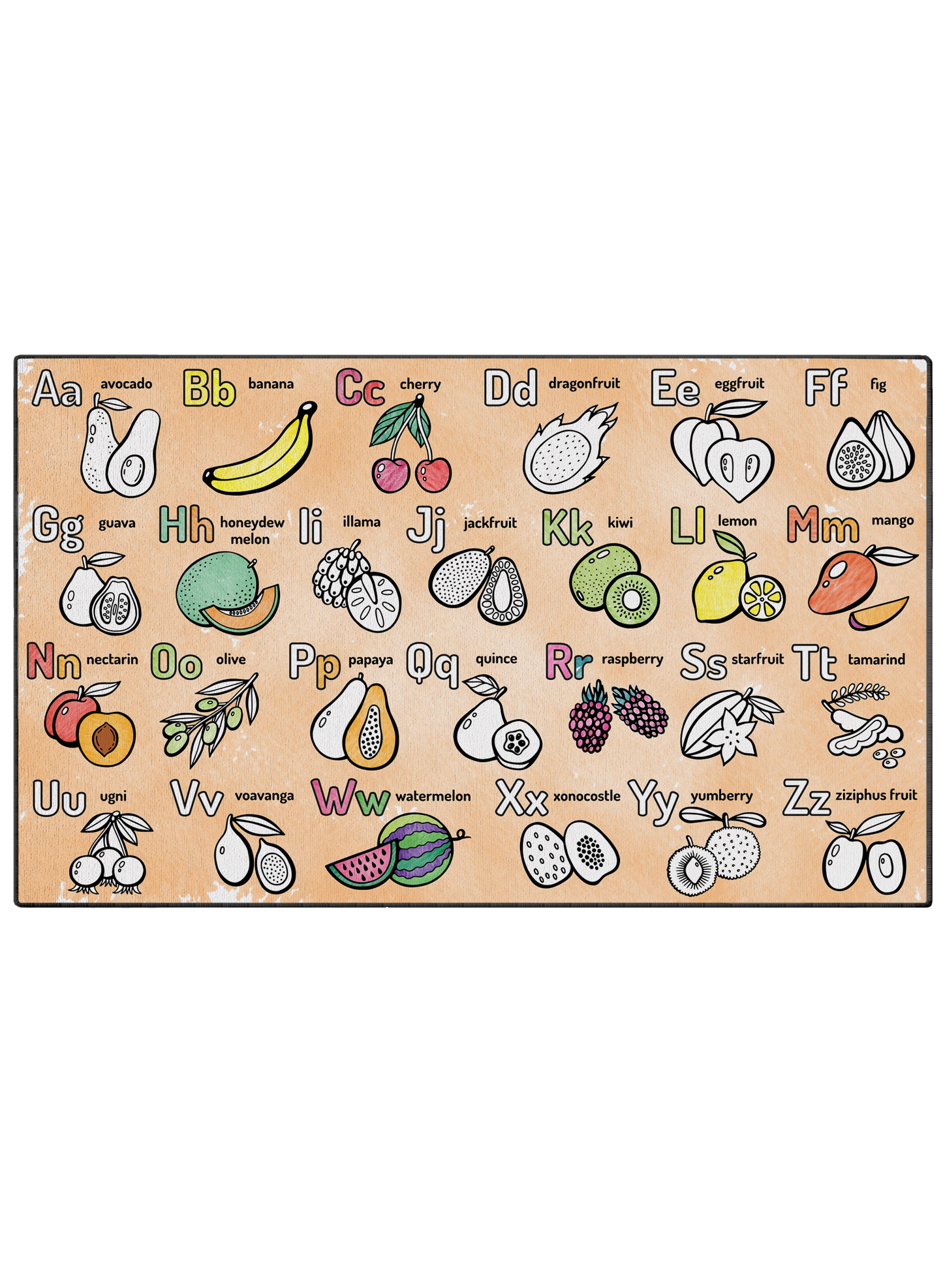 Coloring Mat "Learn and Color Fruit Alphabet"