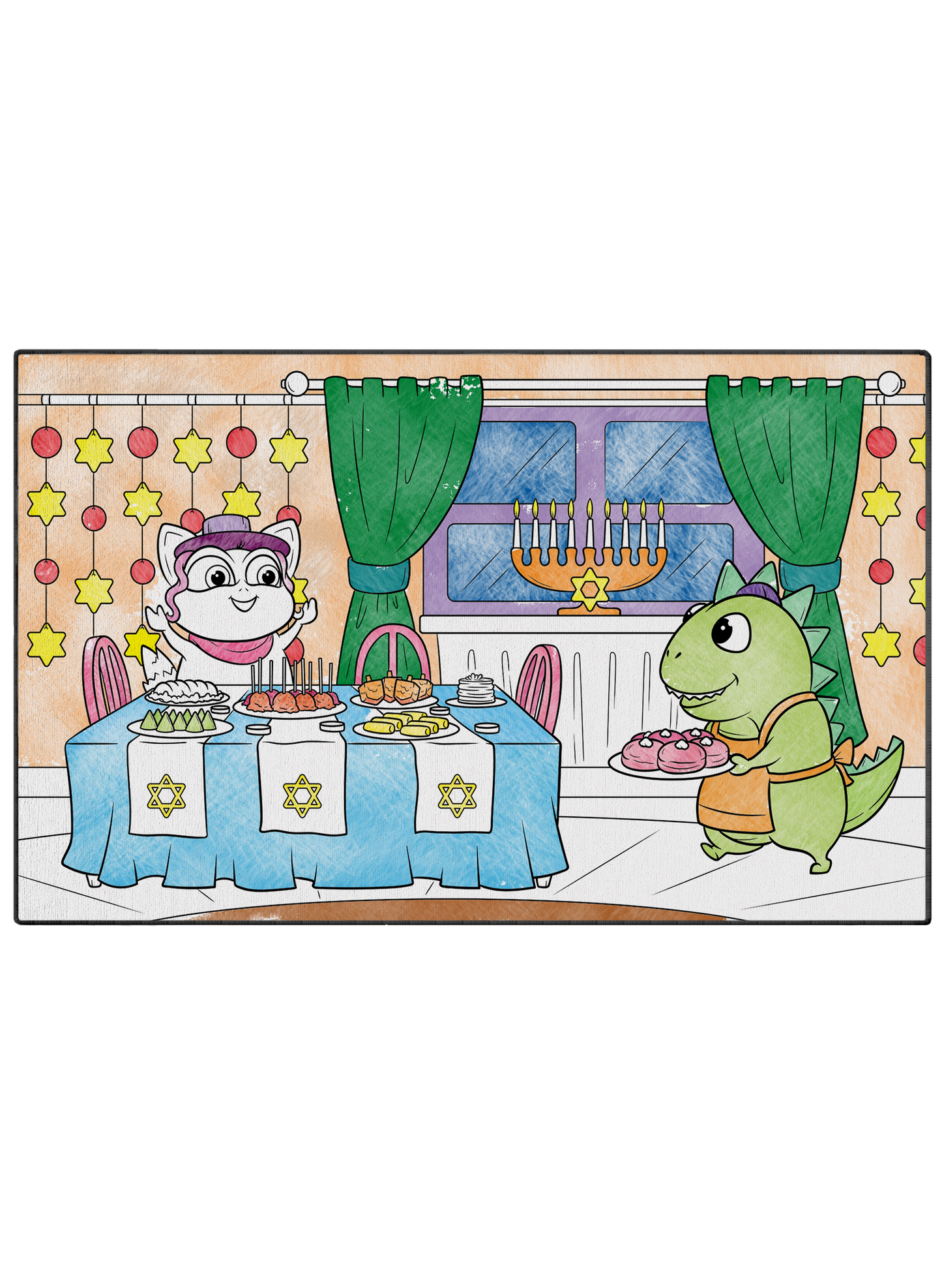 Coloring Mat "Latkes and Sufganiyot"