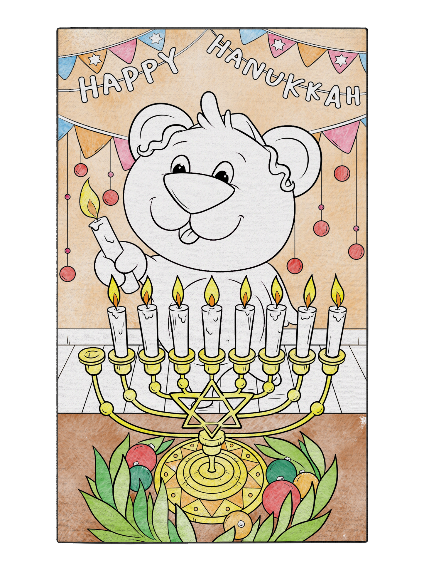 Coloring Poster "Happy Hanukkah"