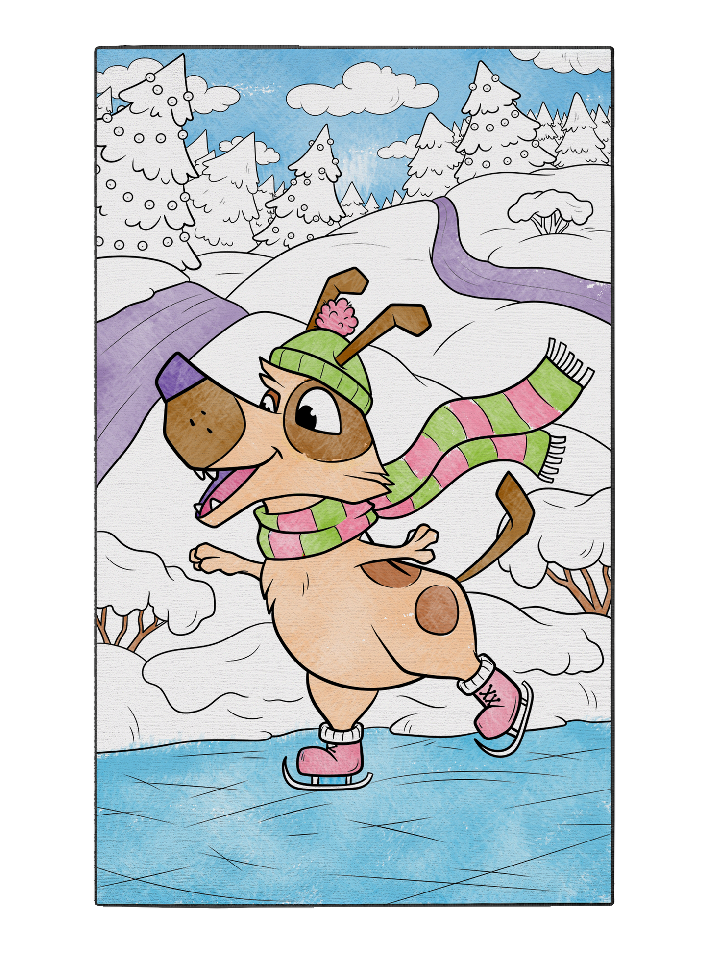 Coloring Poster "Ice Skating Sailor"