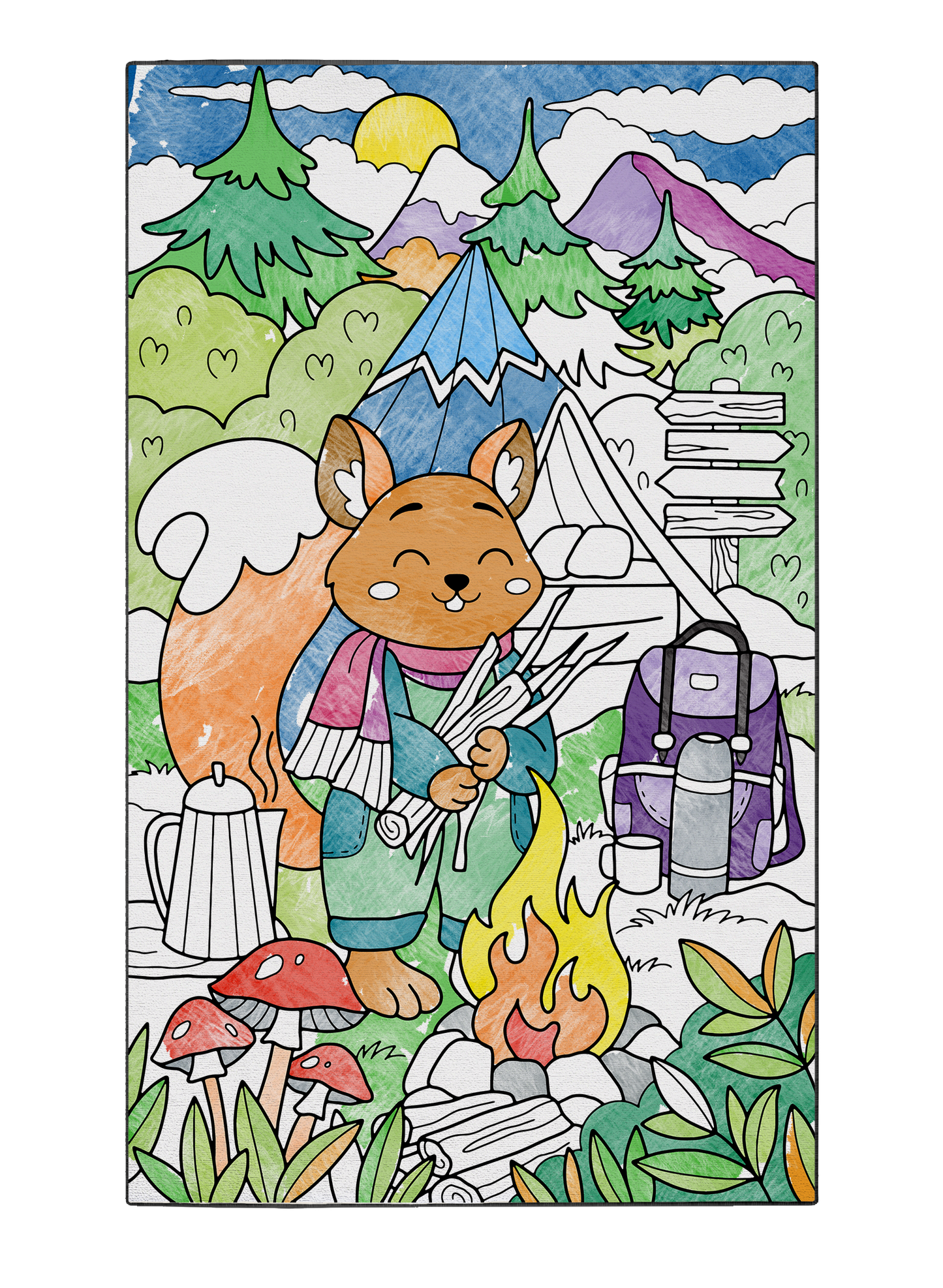 Coloring Poster "Camping with Skylar Squirrel"