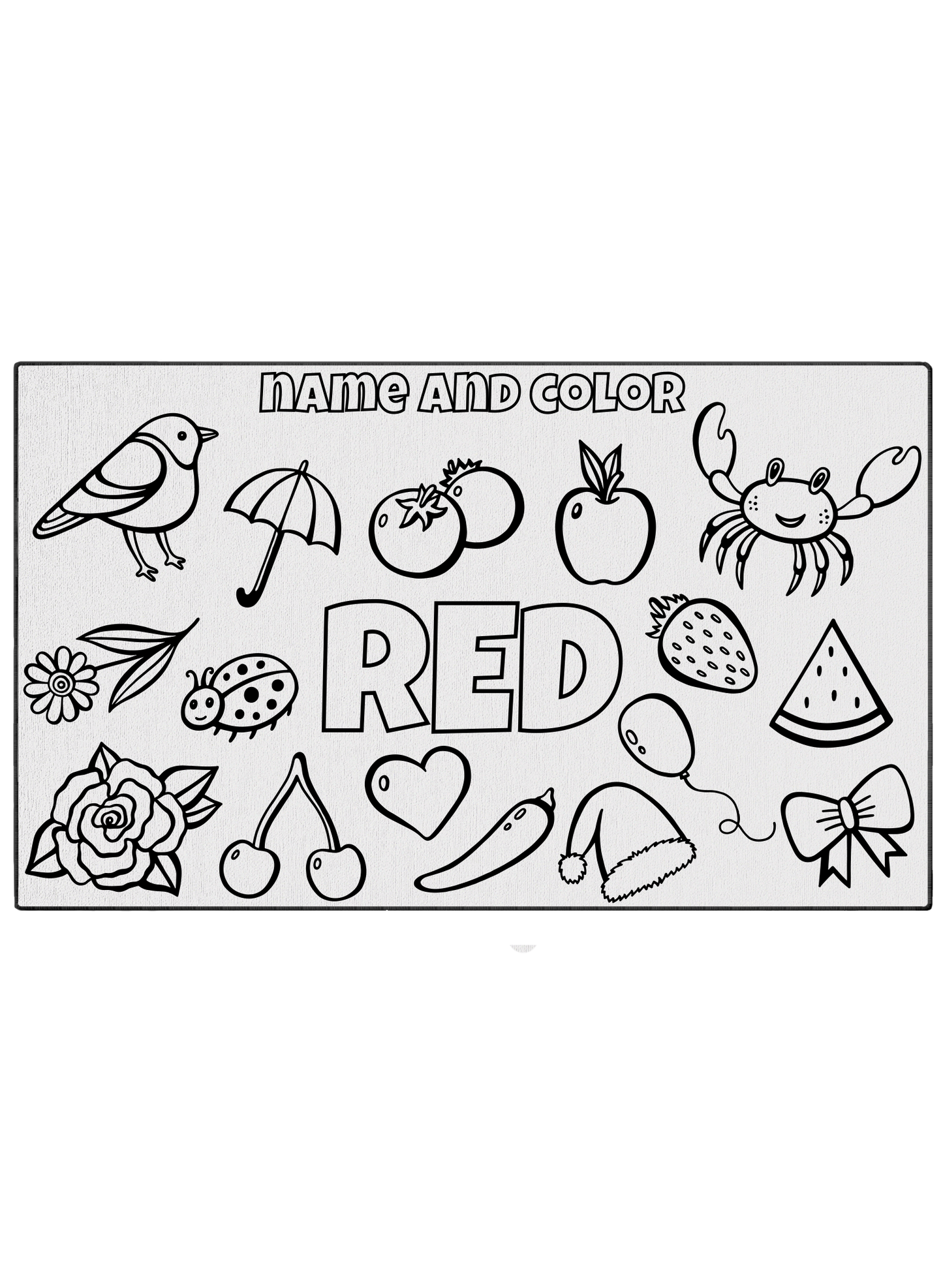 Name and Color Red Coloring Mat