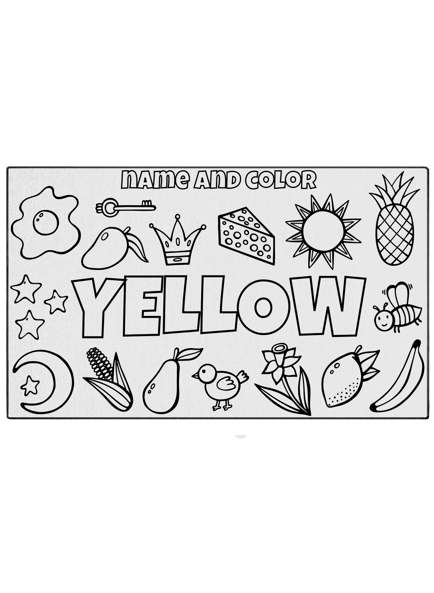 Name and Color Yellow Coloring Mat