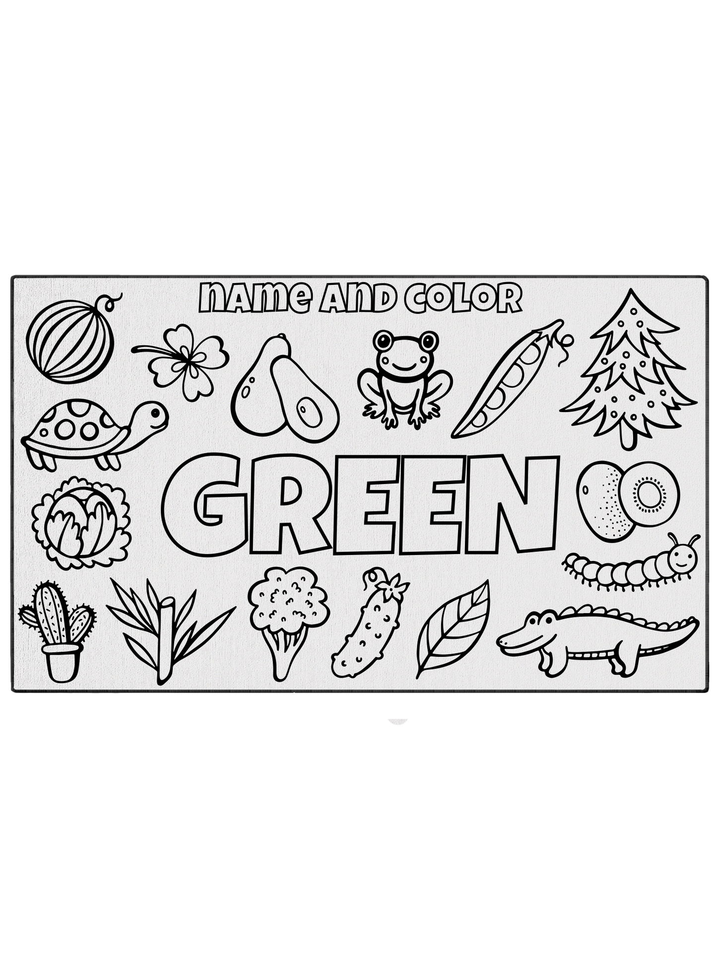 Name and Color Green Coloring Mat