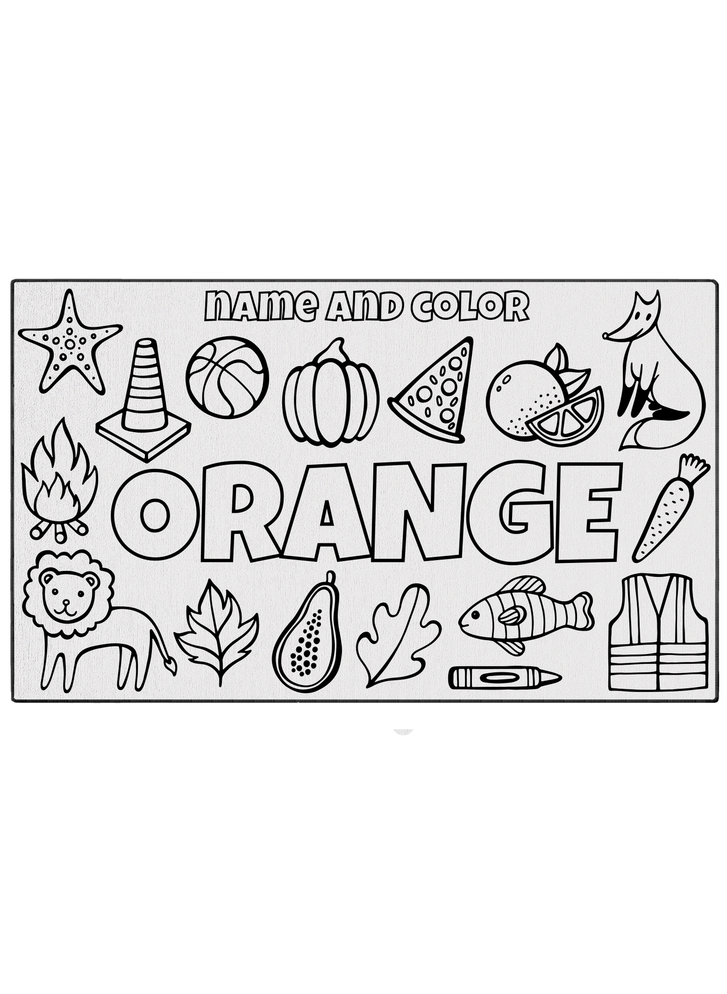 Name and Color Orange Coloring Mat