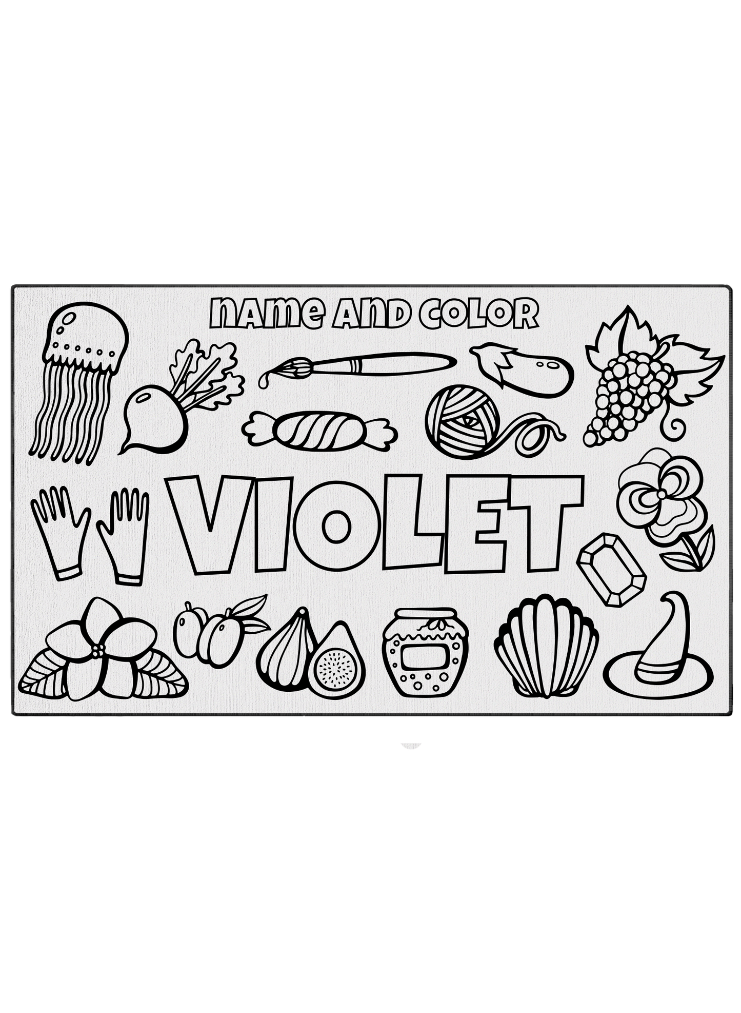 Name and Color Violet Coloring Mat