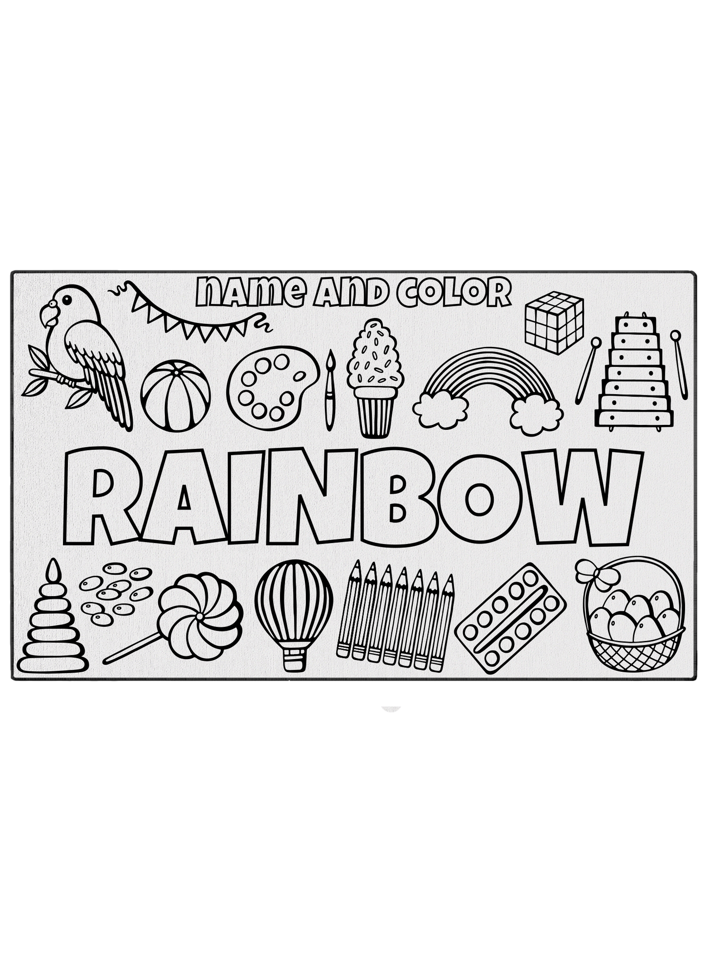 Name and Color Rainbow Coloring Mat
