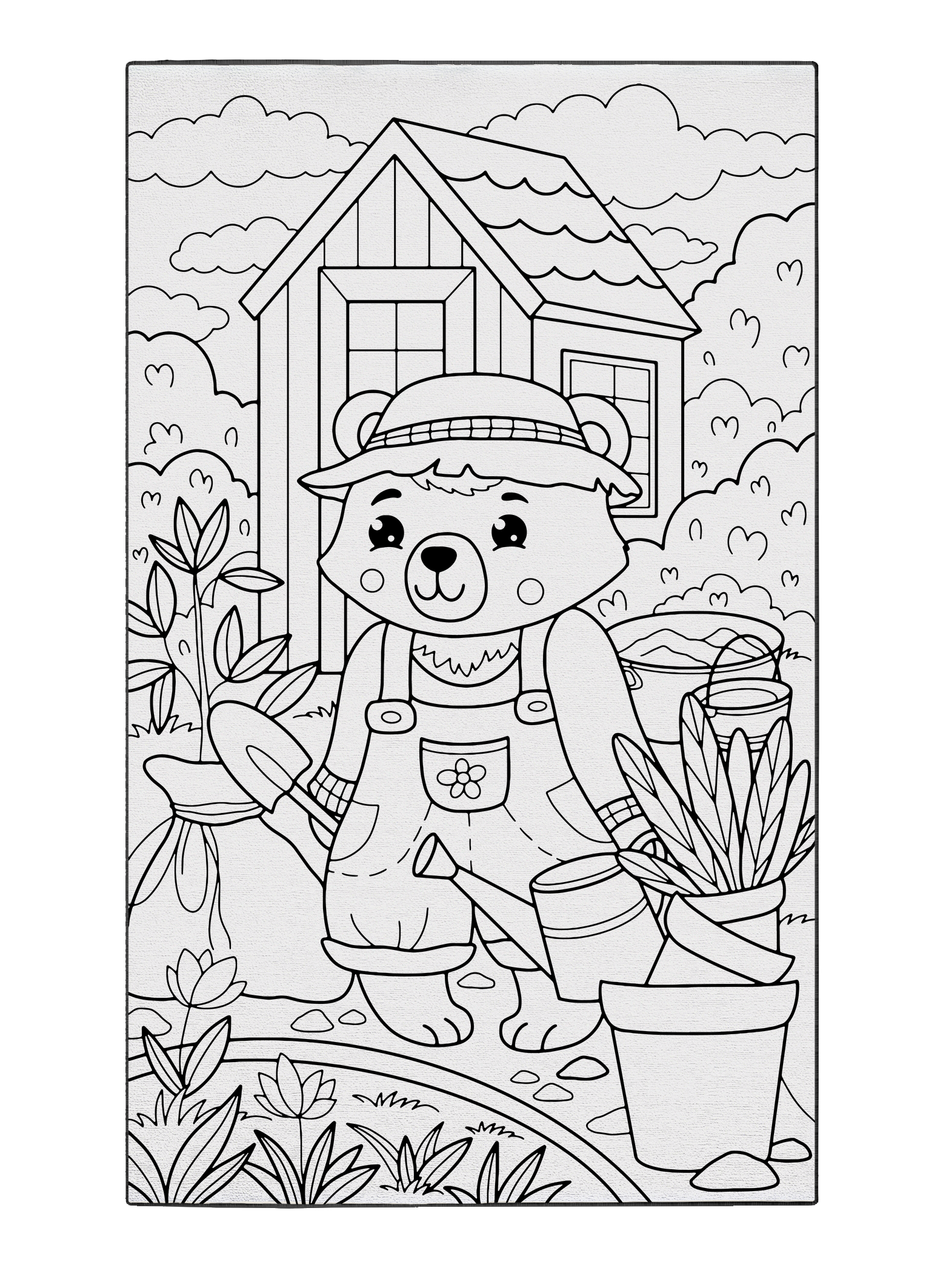Grandma Bear's Garden Poster to Color