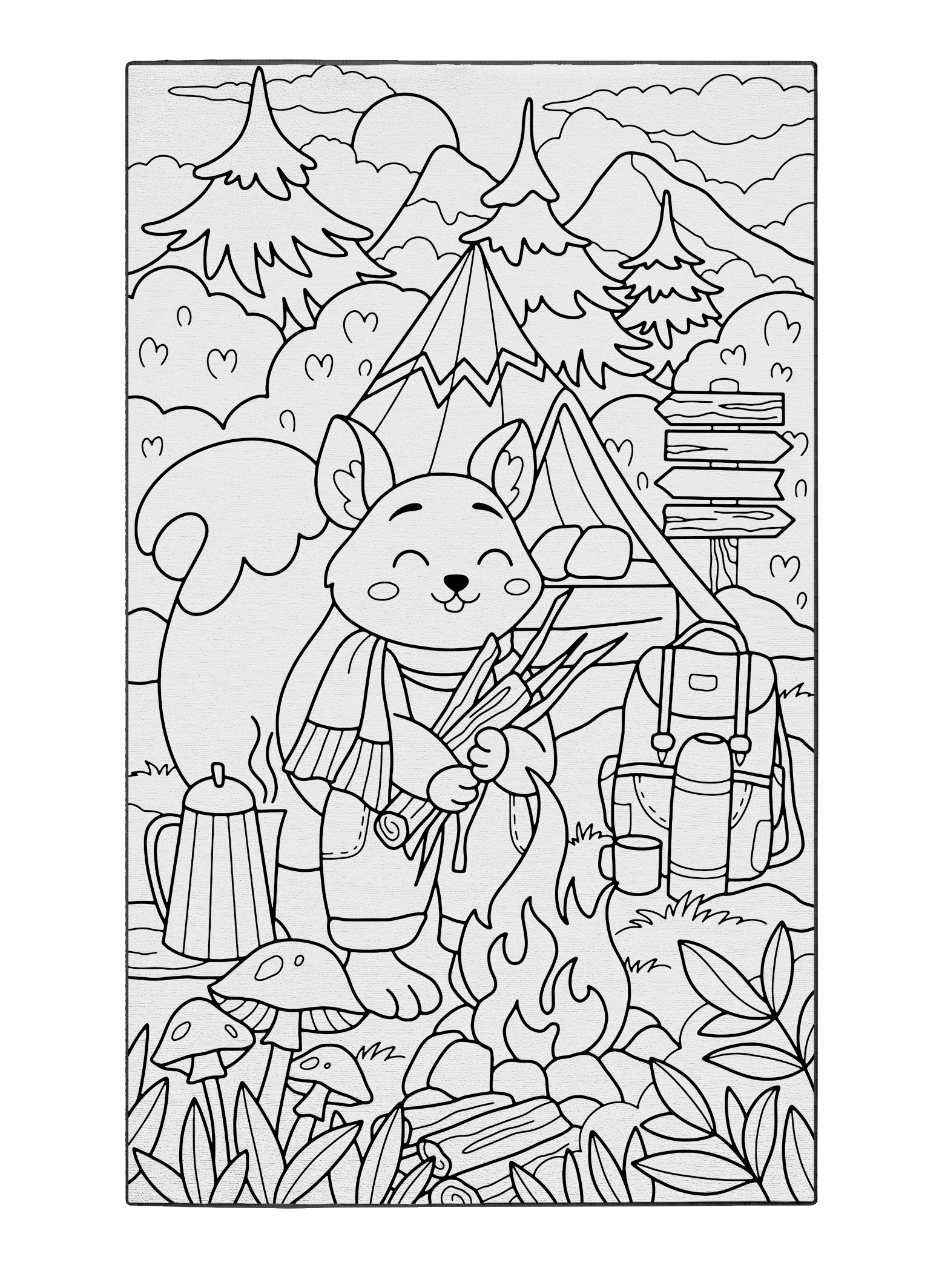 Shop "Camping With Skylar Squirrel" Coloring Poster