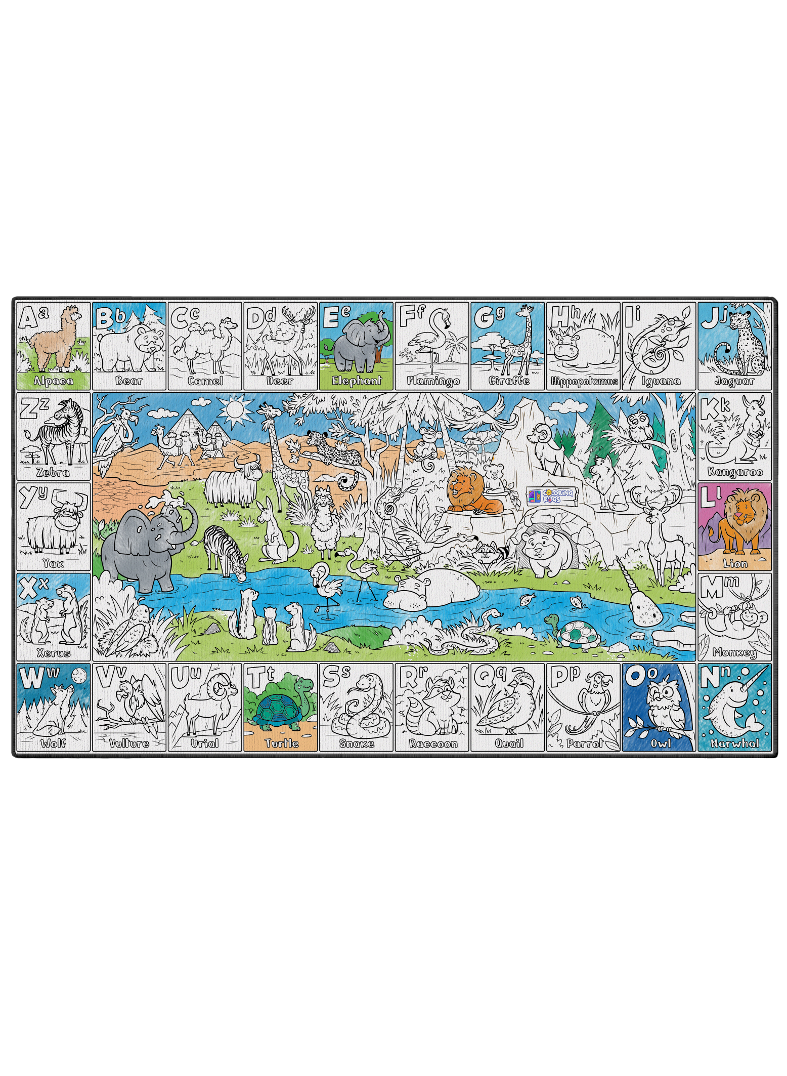 Alpha Zoo Coloring Poster