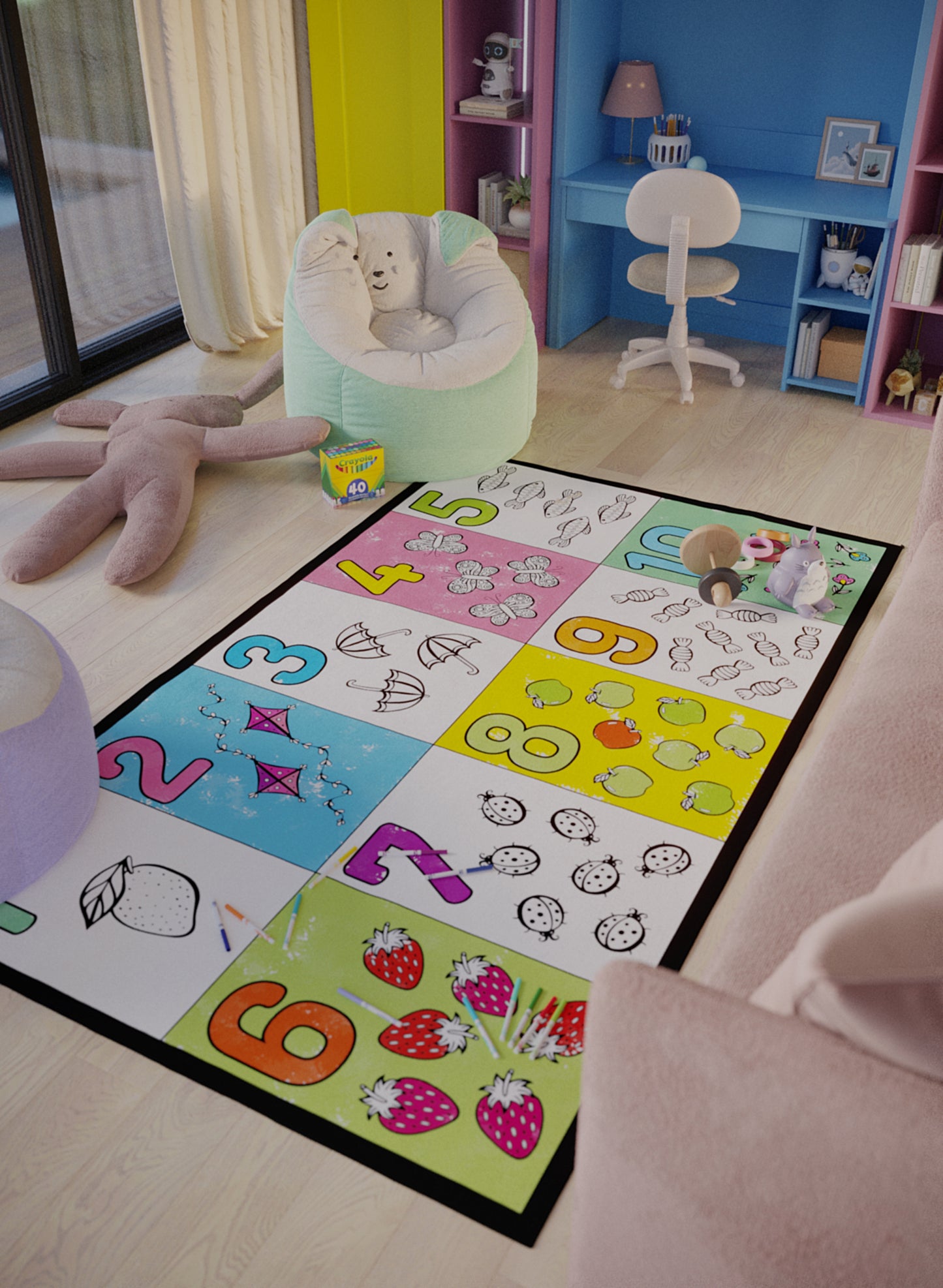 Learn and Color Numbers Coloring Mat - 2