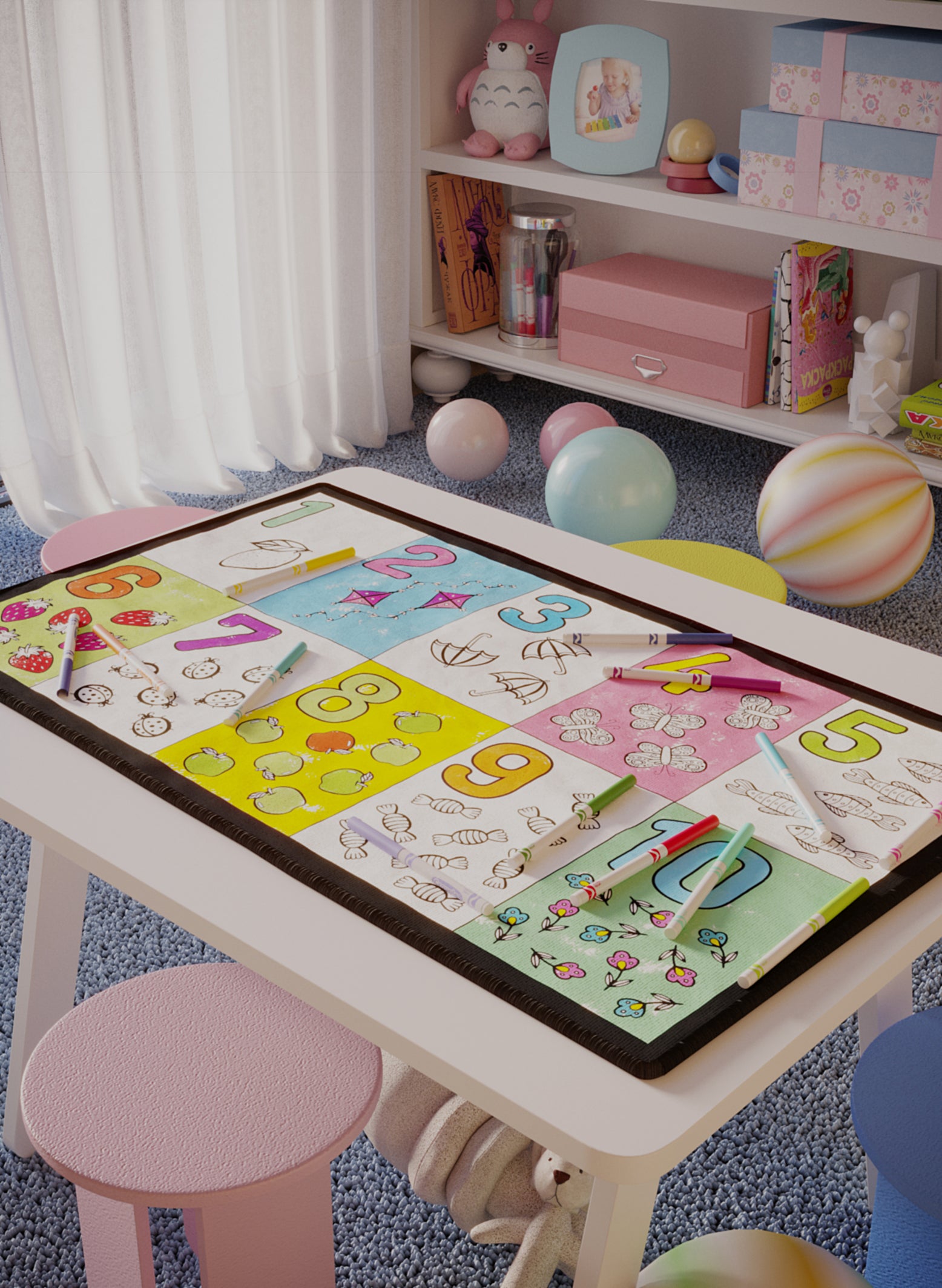 Learn and Color Numbers Coloring Mat - 3