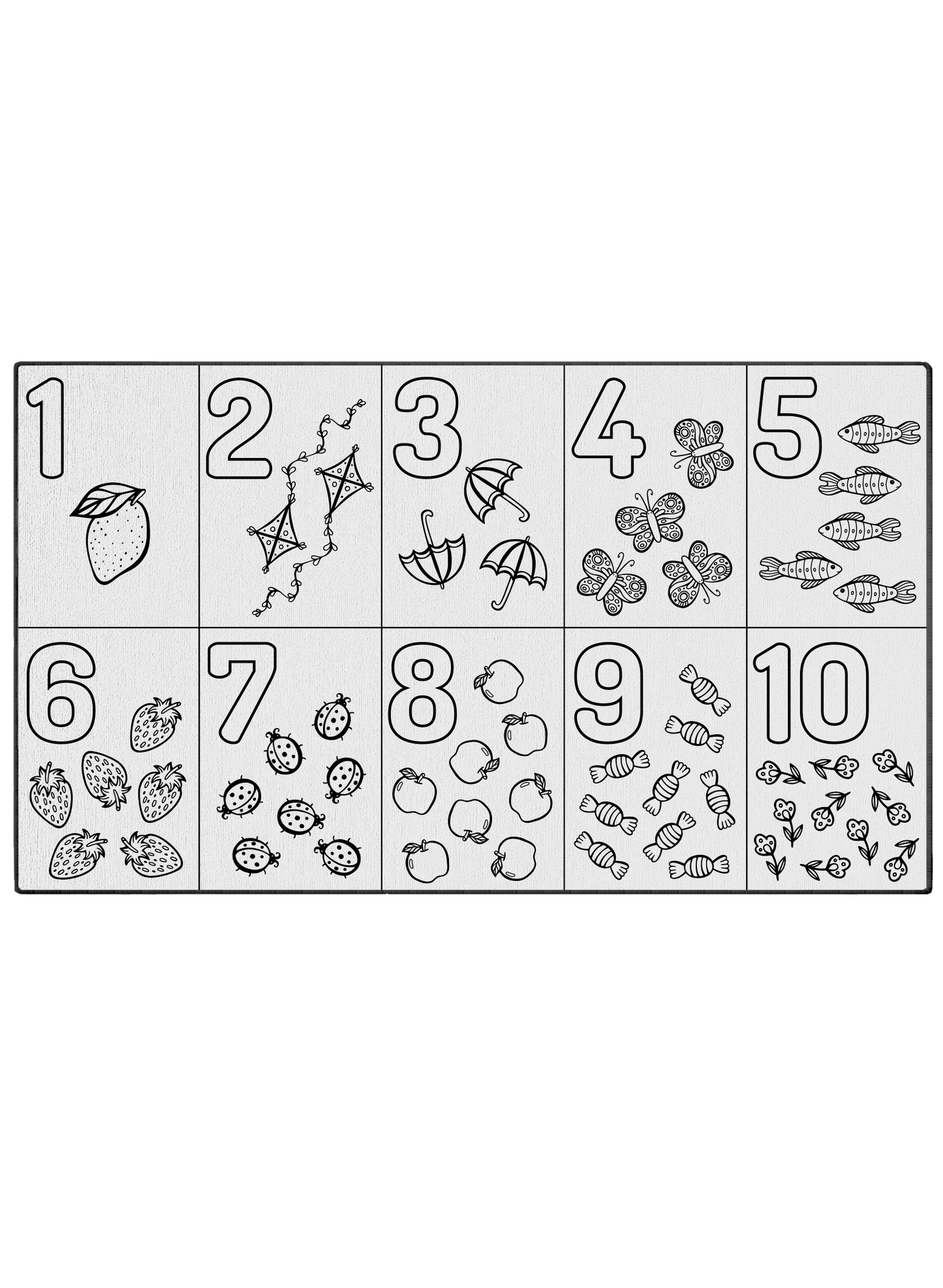 Learn and Color Numbers Coloring Mat
