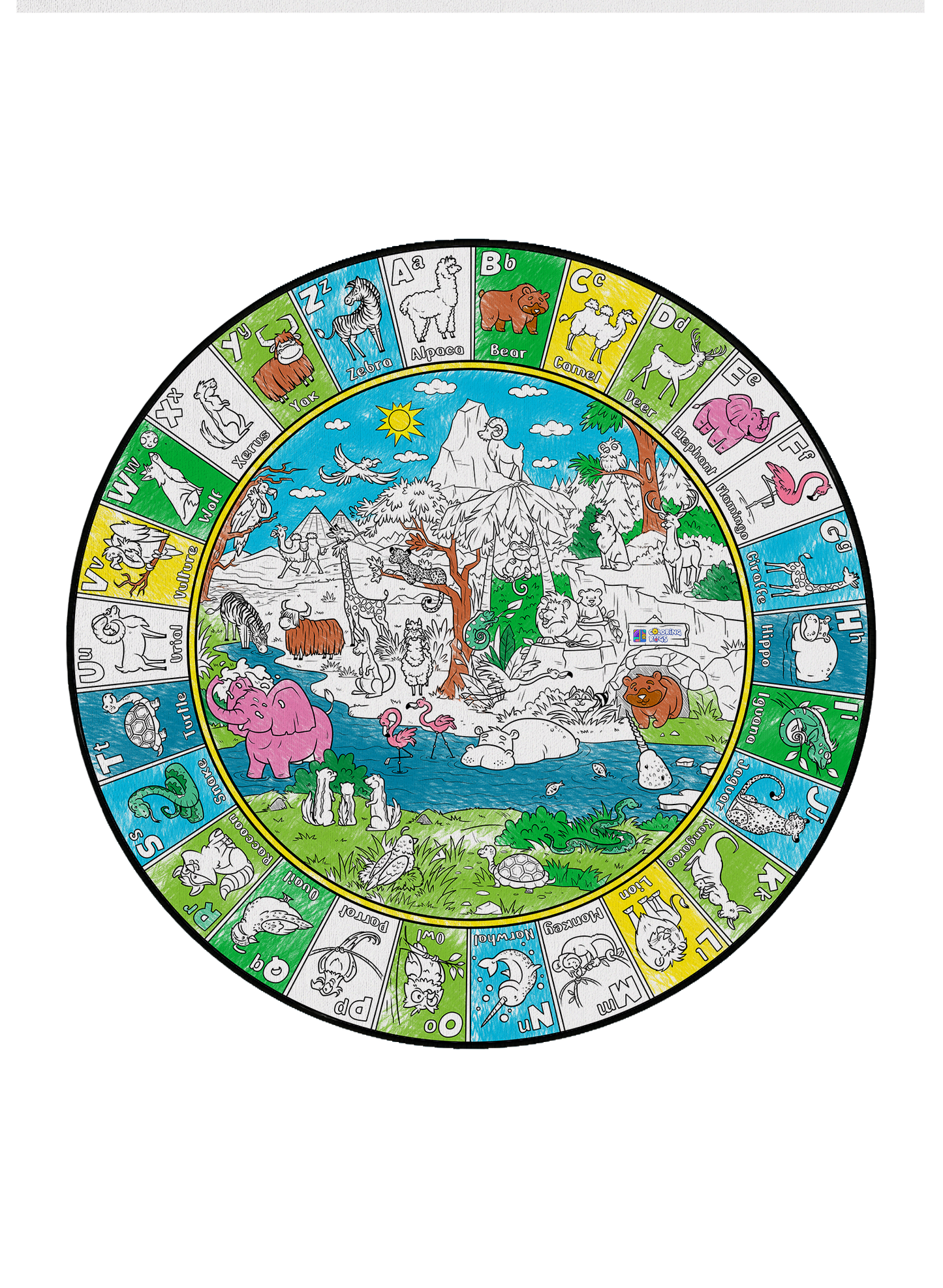 Alpha Zoo Circle Time Coloring Poster
