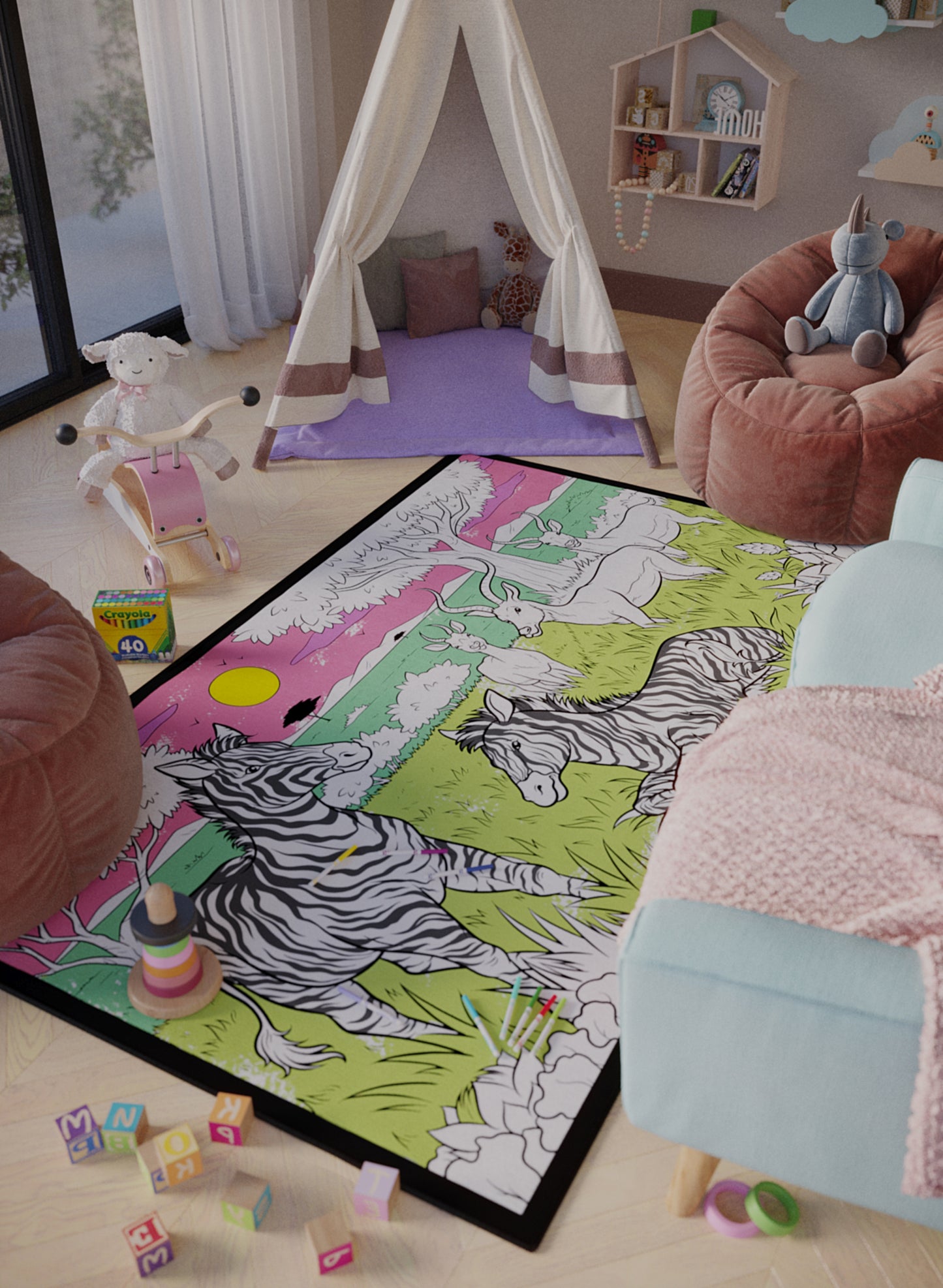 Peaceful Grazers Coloring Mat - 2