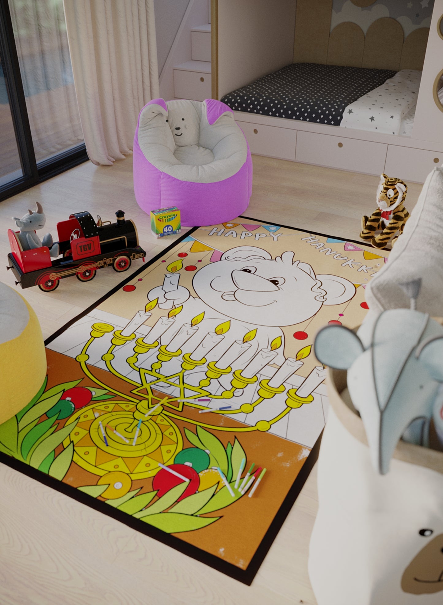 Happy Hanukkah Poster to Color - 2