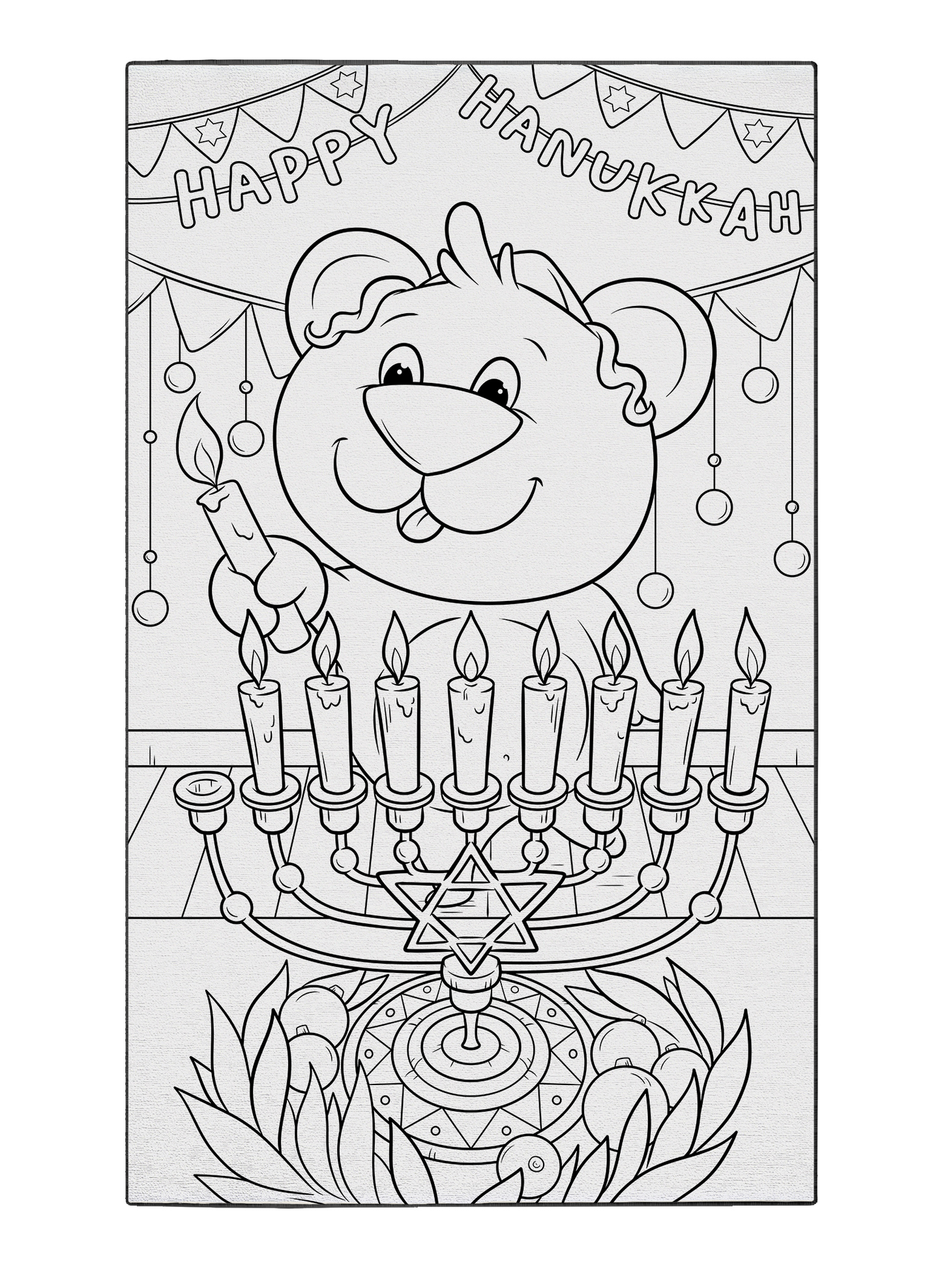 Happy Hanukkah Poster to Color