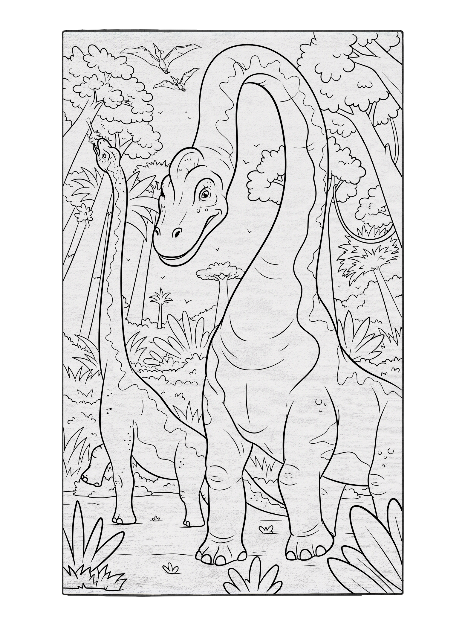 Gentle Brachiosaurus Poster to Color