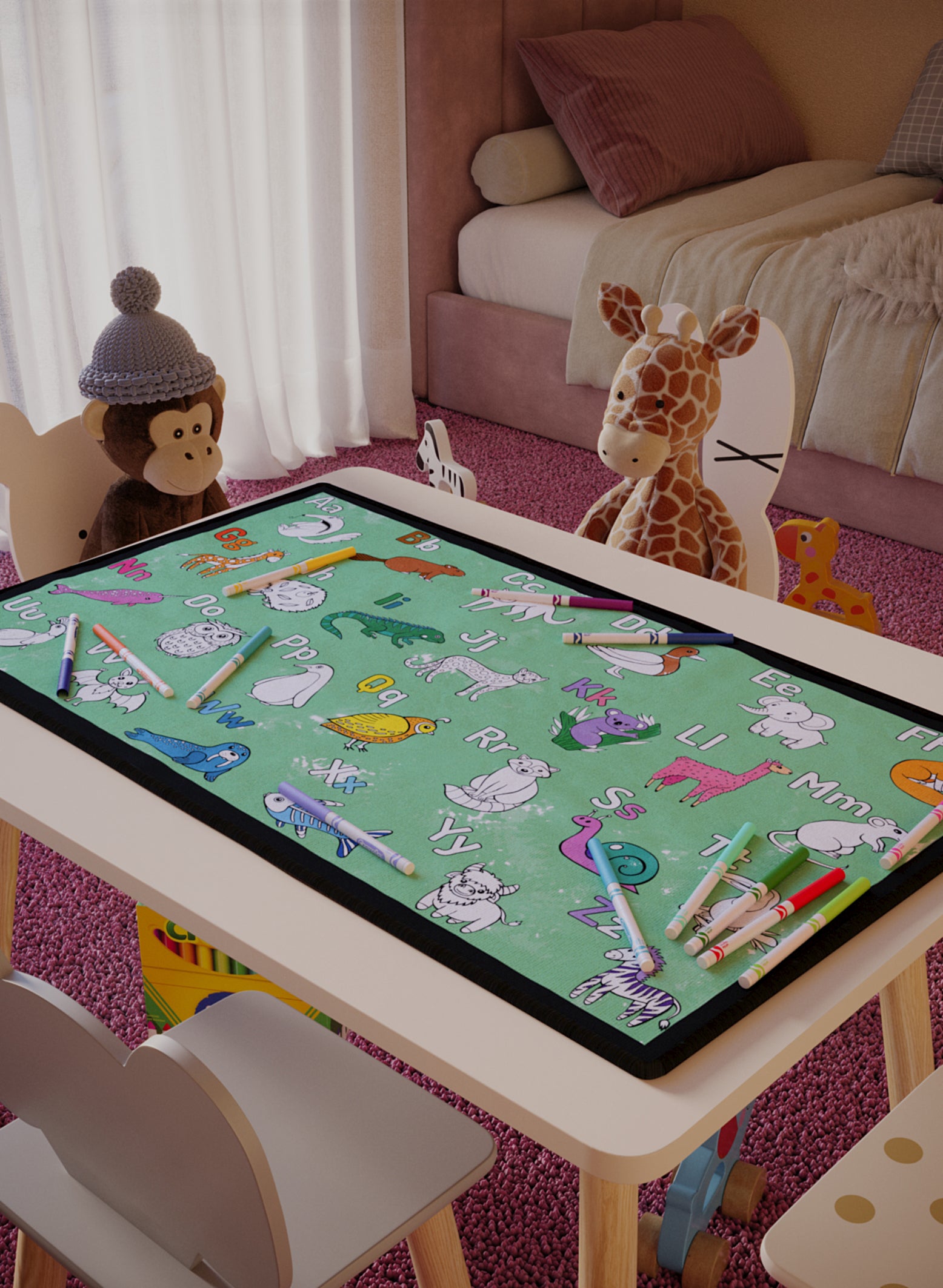 Learn and Color Animal Alphabet Coloring Mat - 2