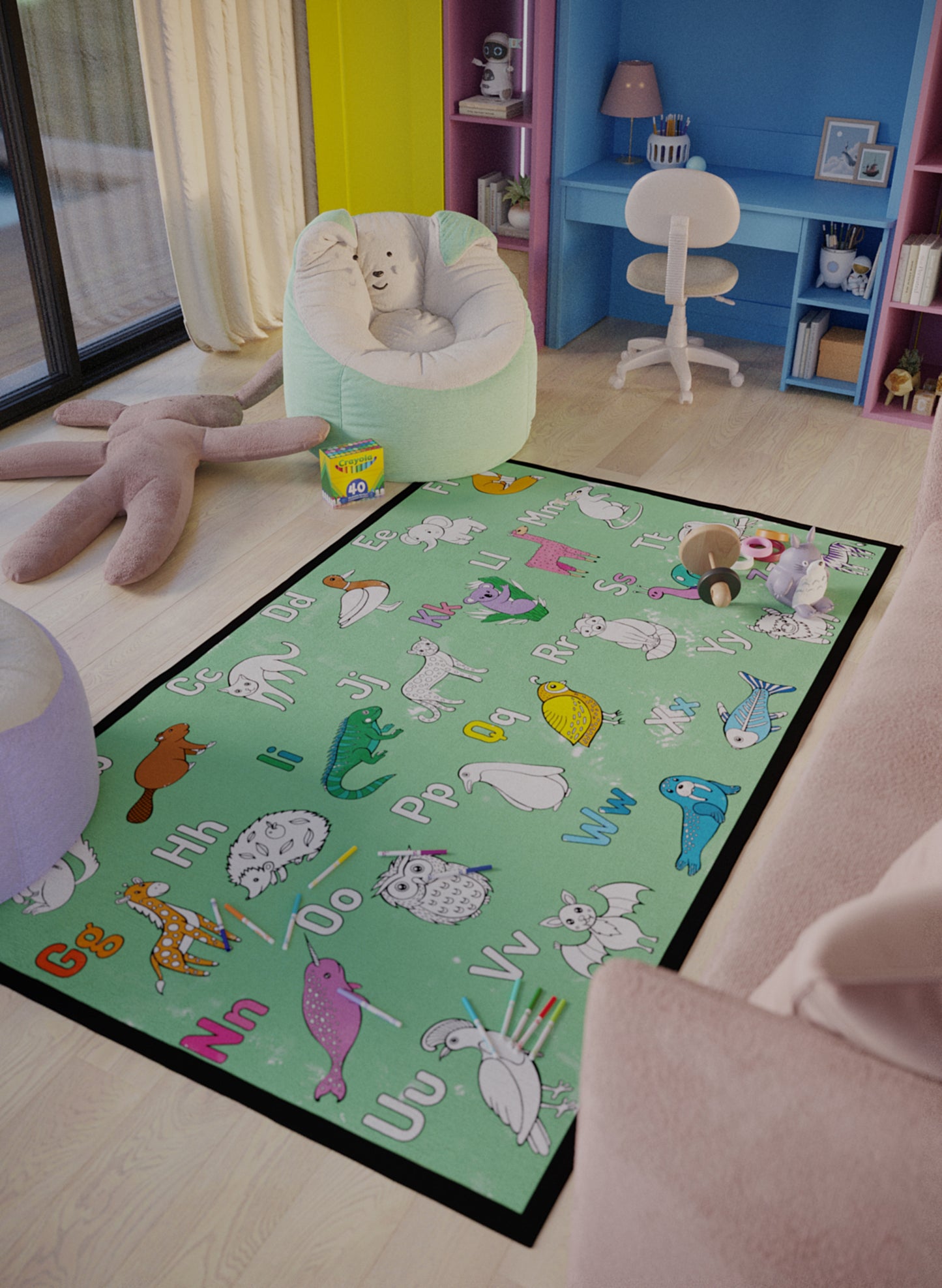 Learn and Color Animal Alphabet Coloring Mat - 3