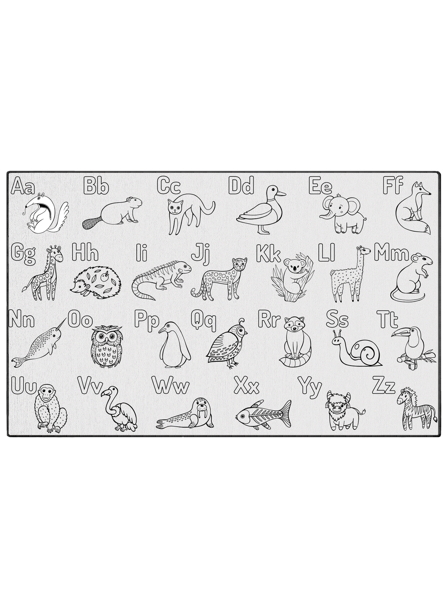 Learn and Color Animal Alphabet Coloring Mat
