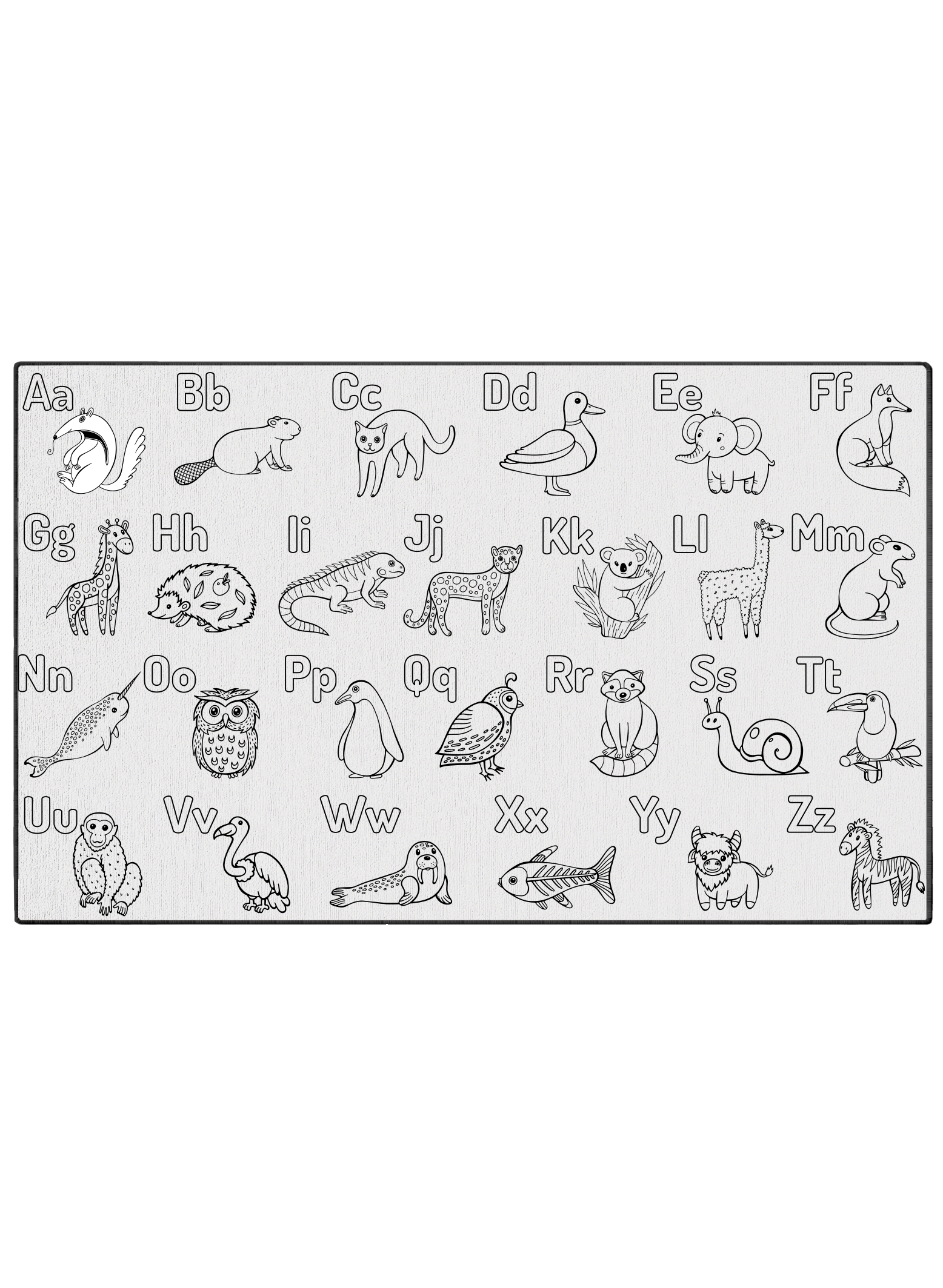 Learn and Color Animal Alphabet Coloring Mat