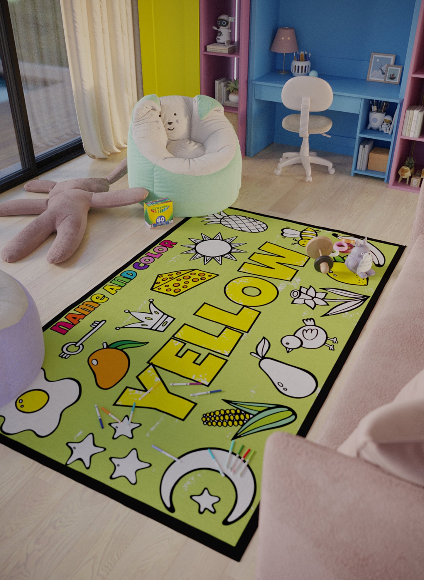 Name and Color Yellow Coloring Mat - 2