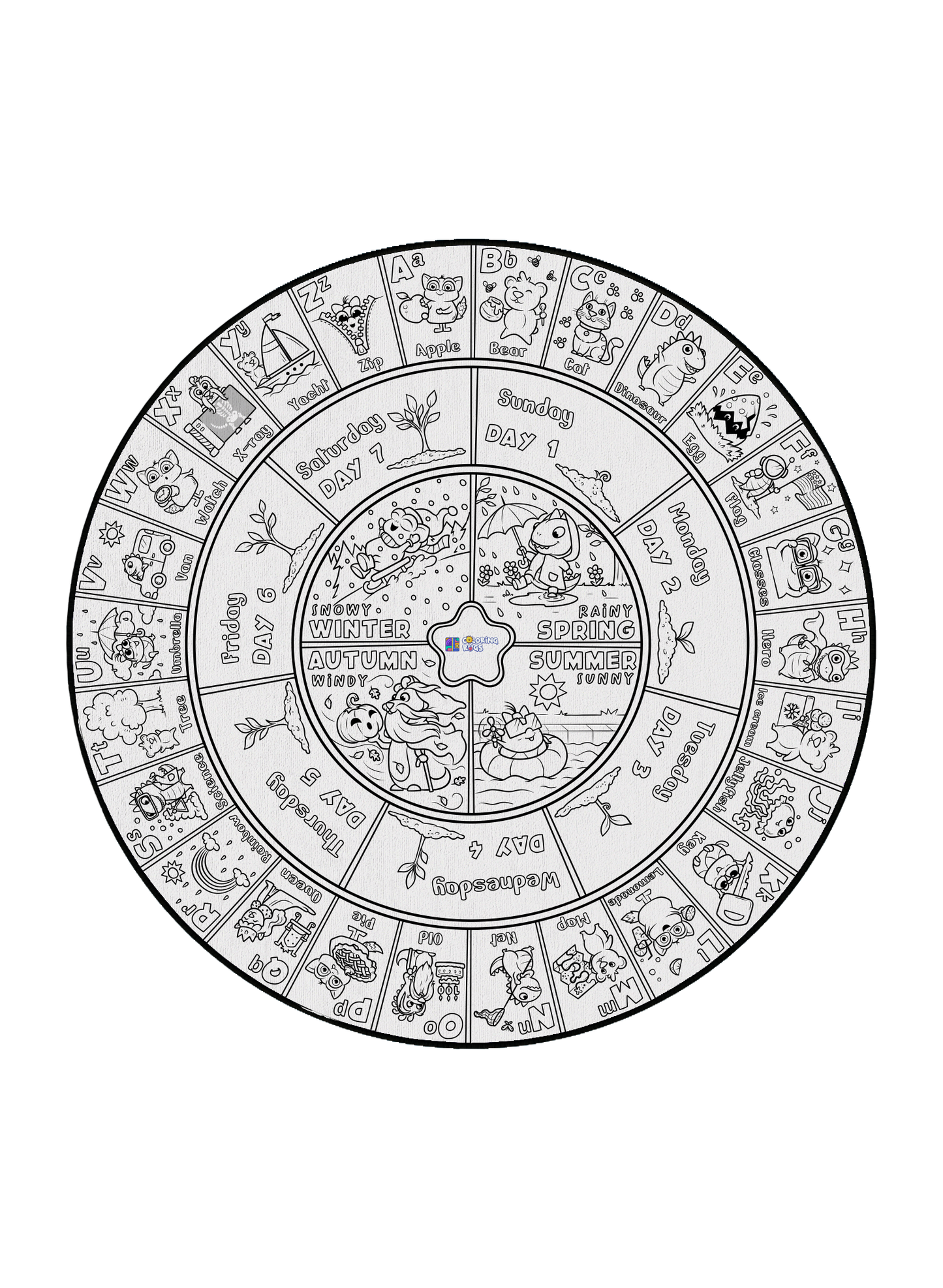 Alpha Days Circle Time Coloring Poster - 4