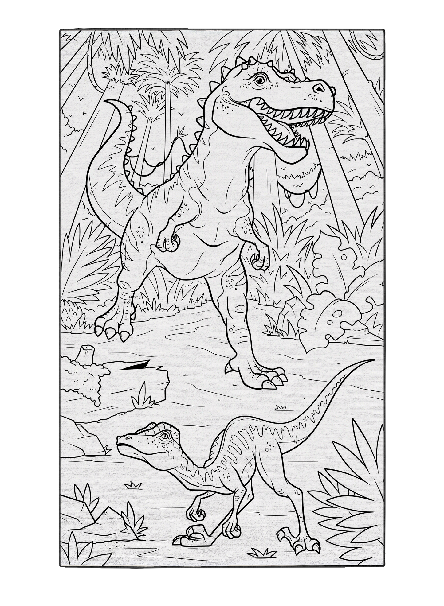 Allosaurus Hunt Coloring Poster
