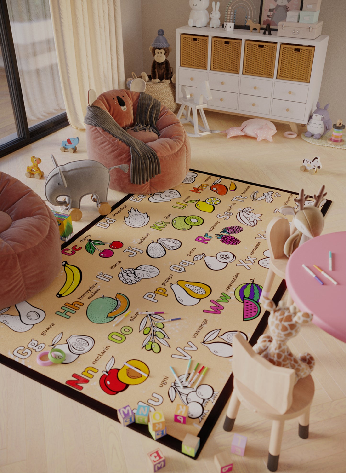 Learn and Color Fruit Alphabet Coloring Mat - 2