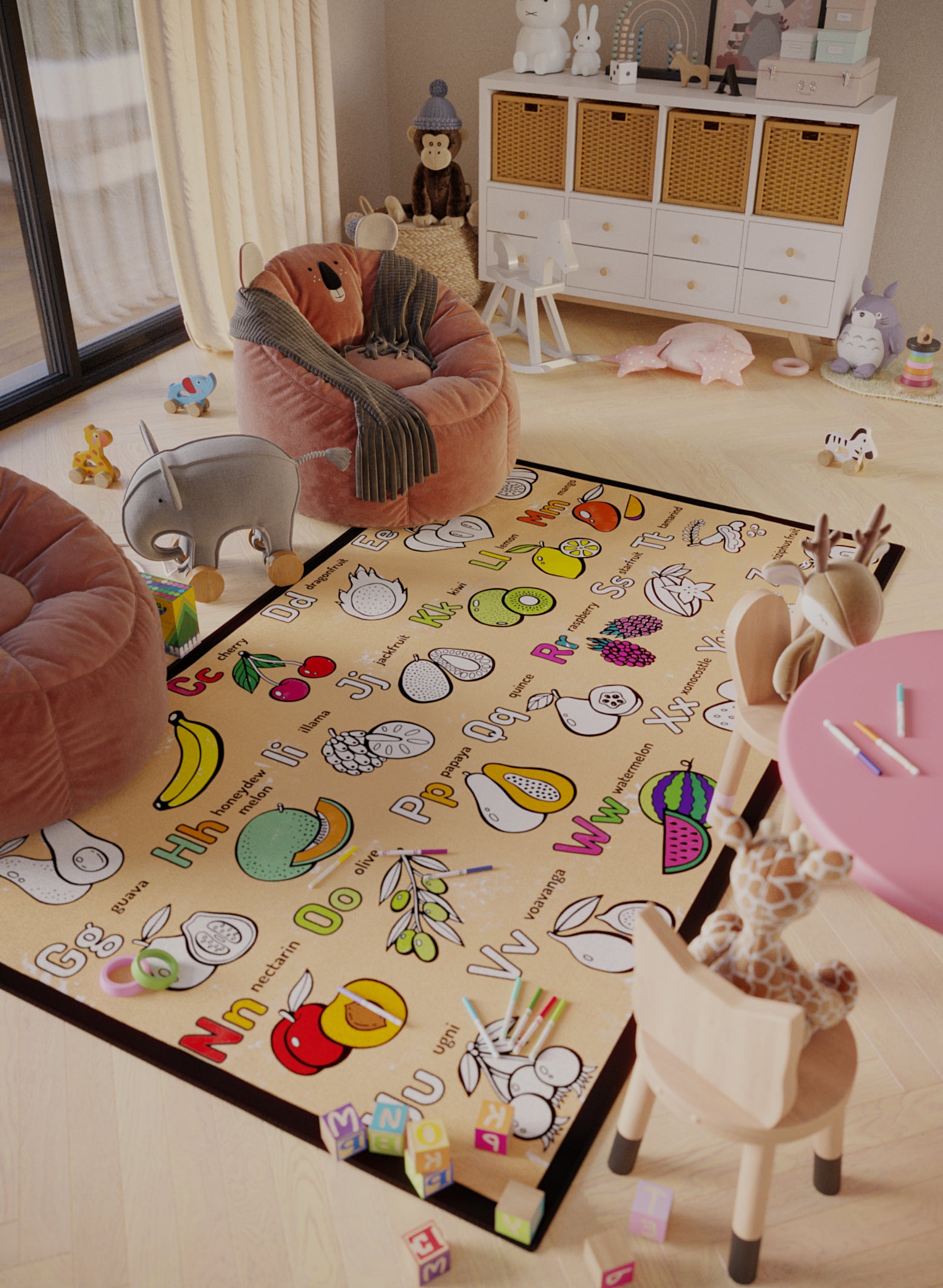 Learn and Color Fruit Alphabet Coloring Mat - 2