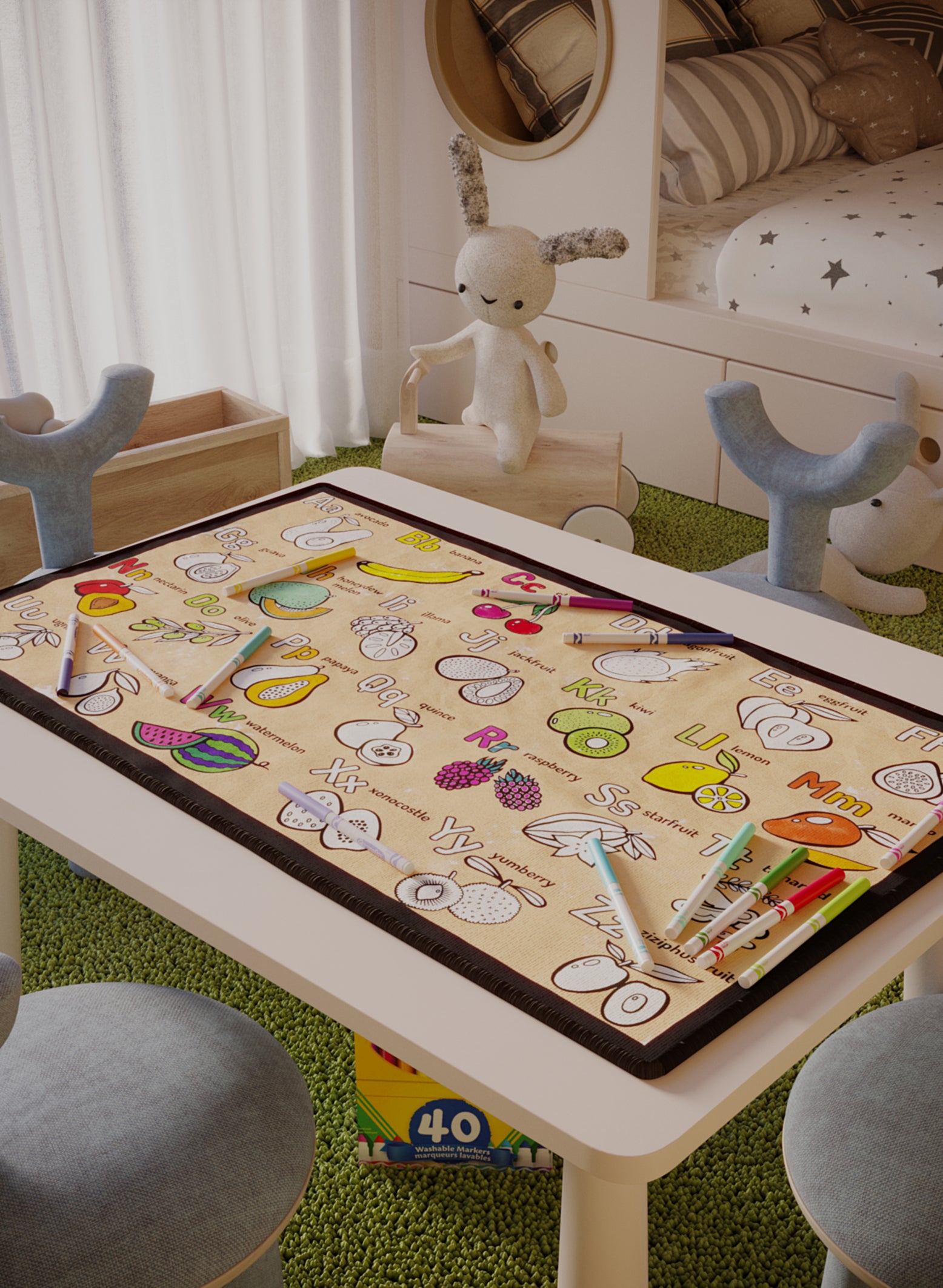 Learn and Color Fruit Alphabet Coloring Mat - 3