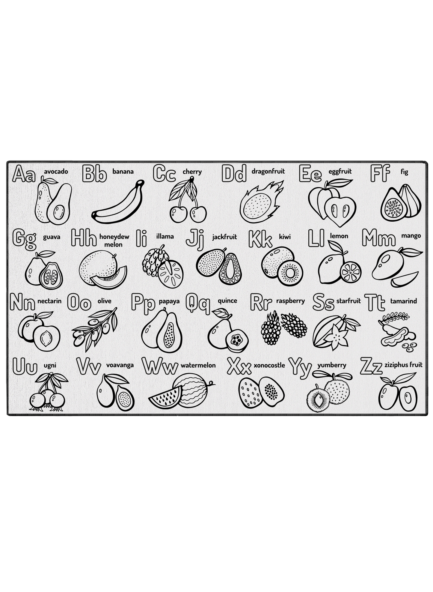 Learn and Color Fruit Alphabet Coloring Mat