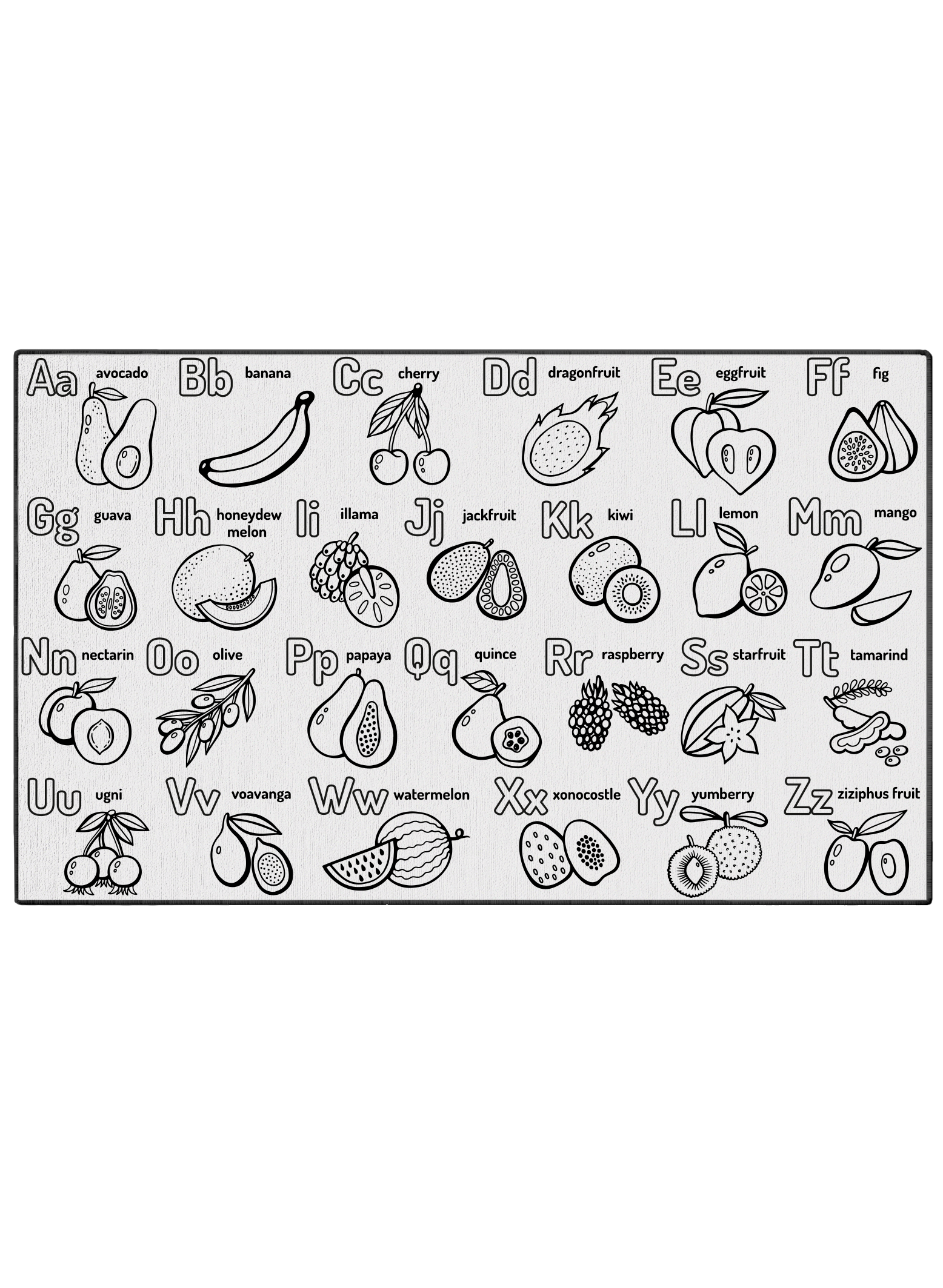Learn and Color Fruit Alphabet Coloring Mat