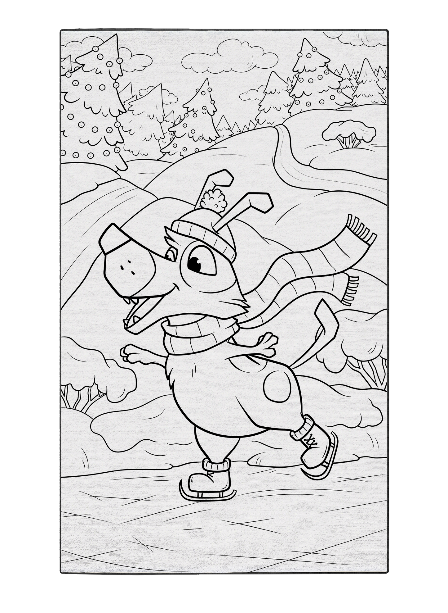 Ice Skating Sailor Poster to Color