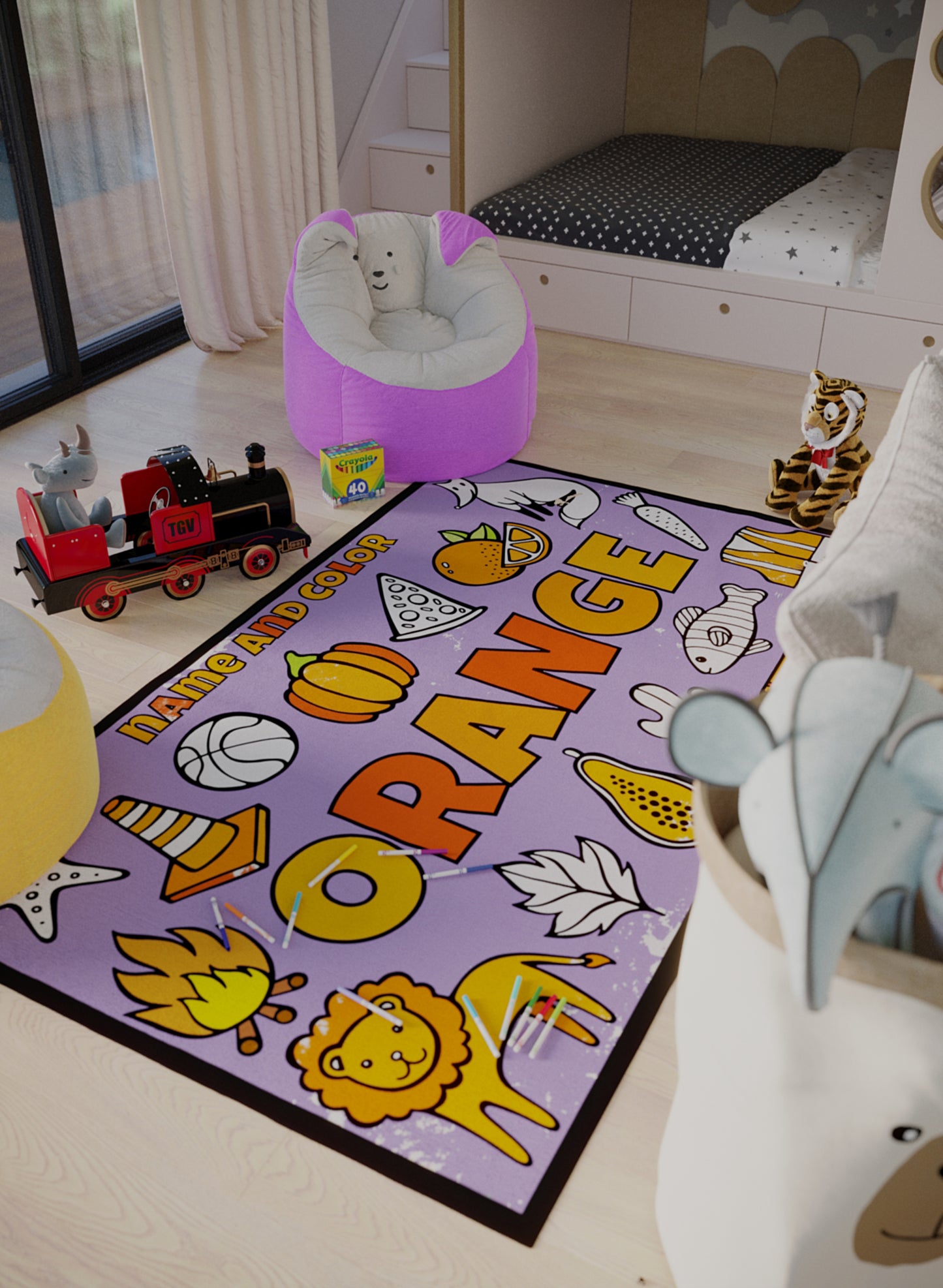 Name and Color Orange Coloring Mat - 2