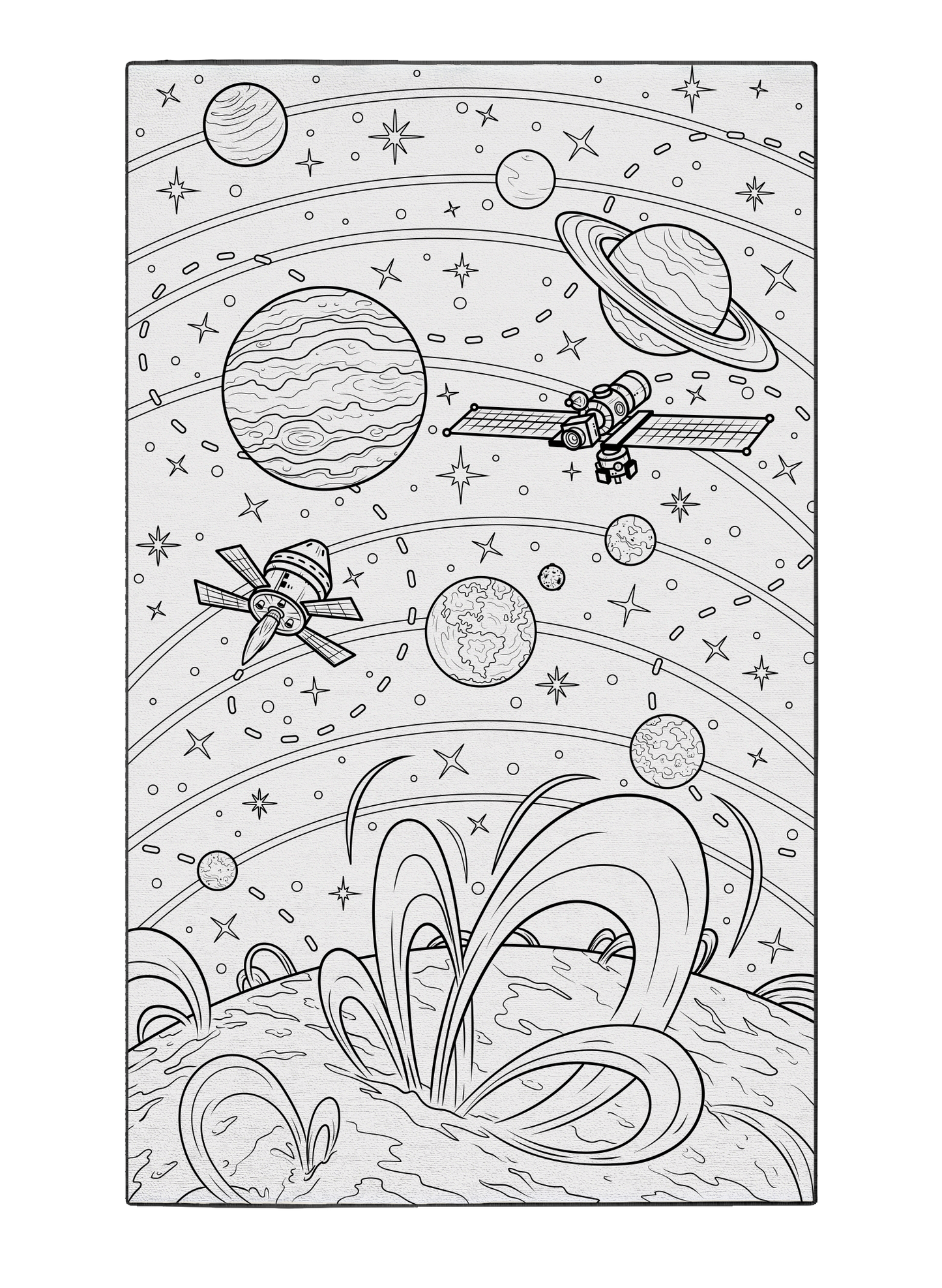 Solar Flares and Satellites Washable Coloring Mat