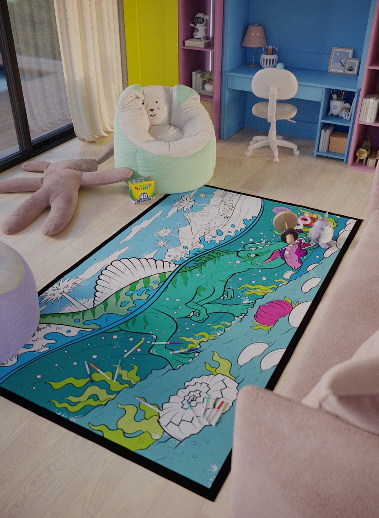 Spinosaurus Fishing Washable Coloring Mat - 2