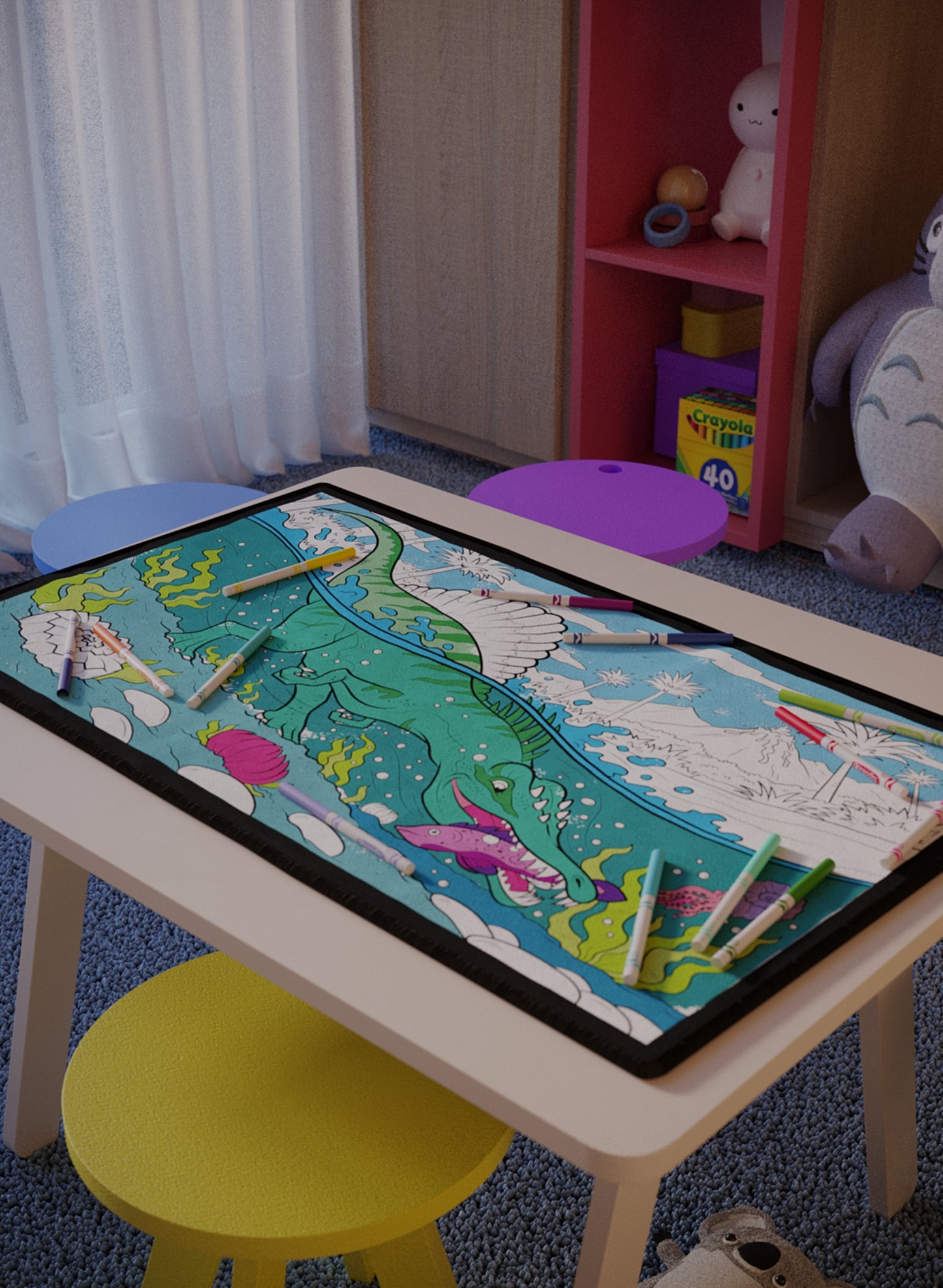 Spinosaurus Fishing Washable Coloring Mat - 3