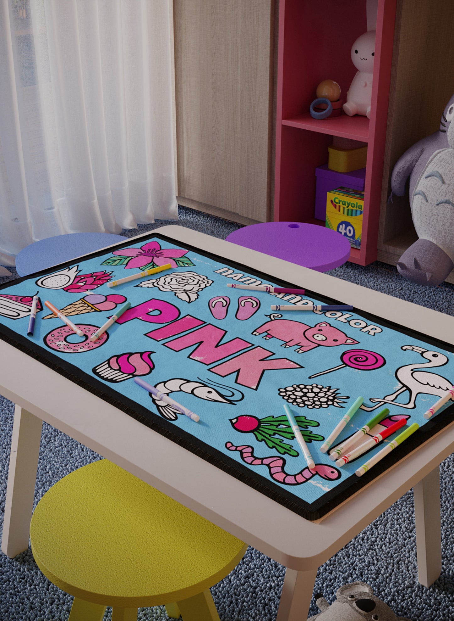 Name and Color Pink Coloring Mat - 3