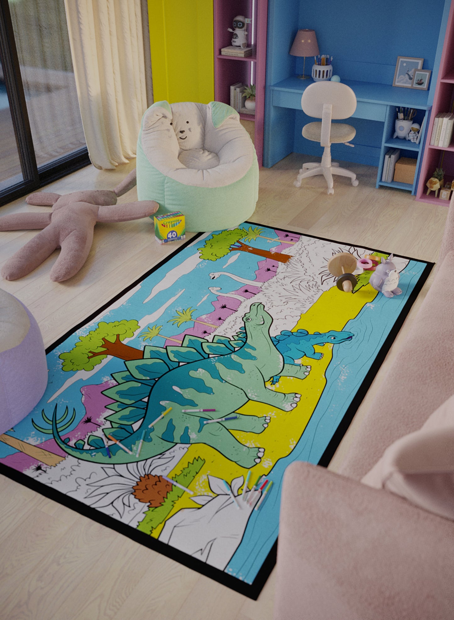 Shy Stegosaurus Washable Coloring Mat - 2