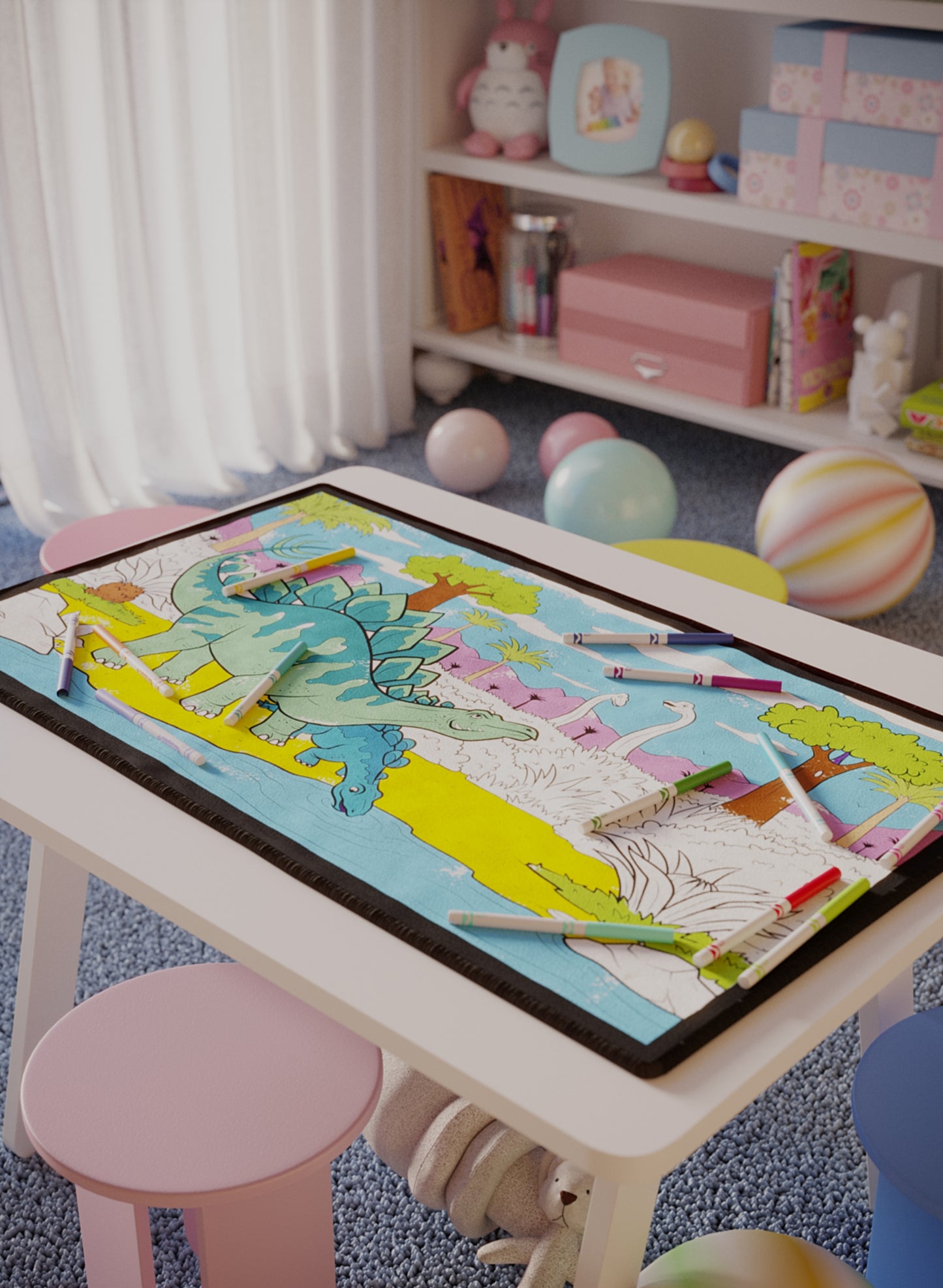 Shy Stegosaurus Washable Coloring Mat - 3