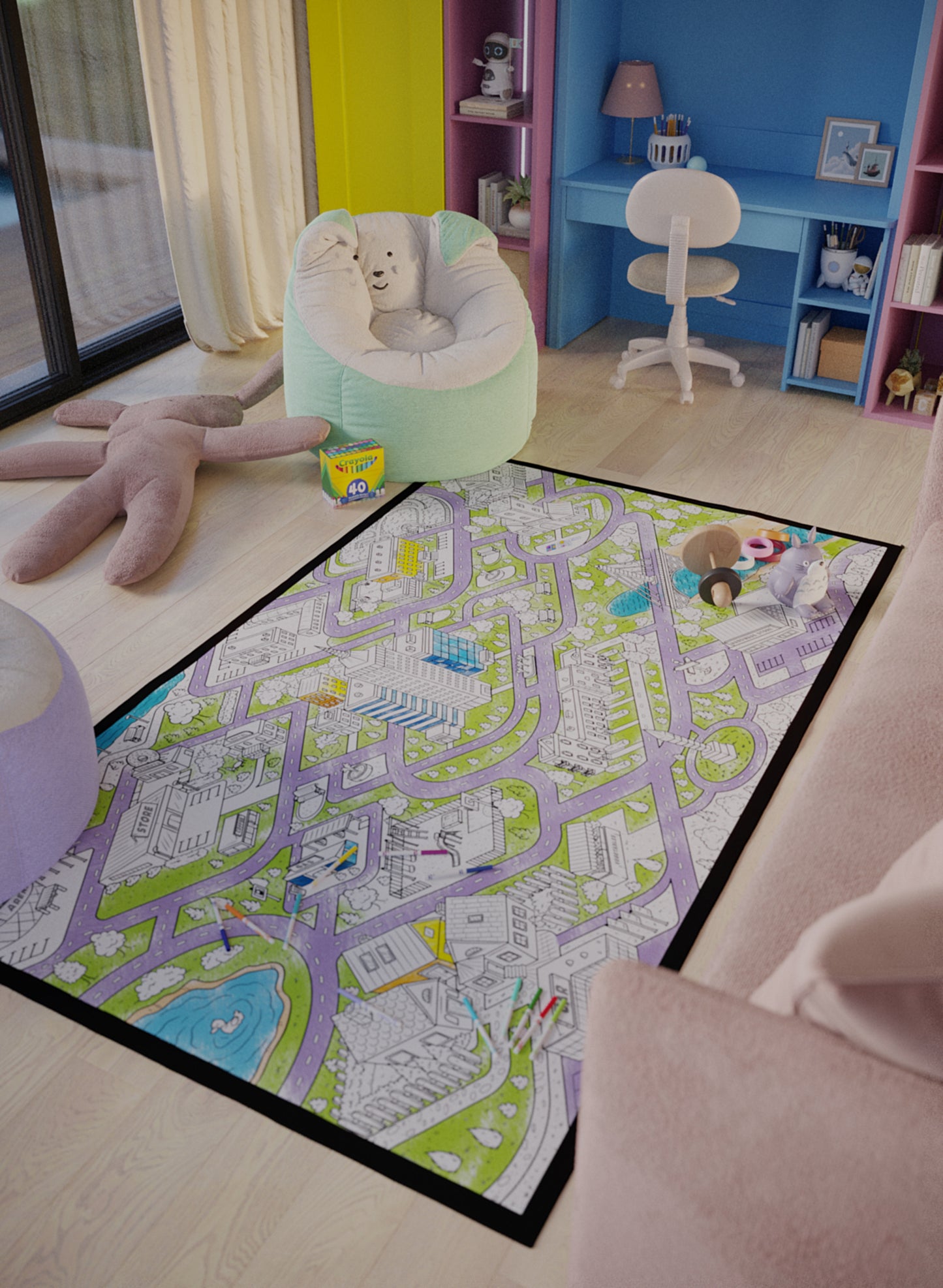 Skyscraper City Washable Coloring Mat - 2