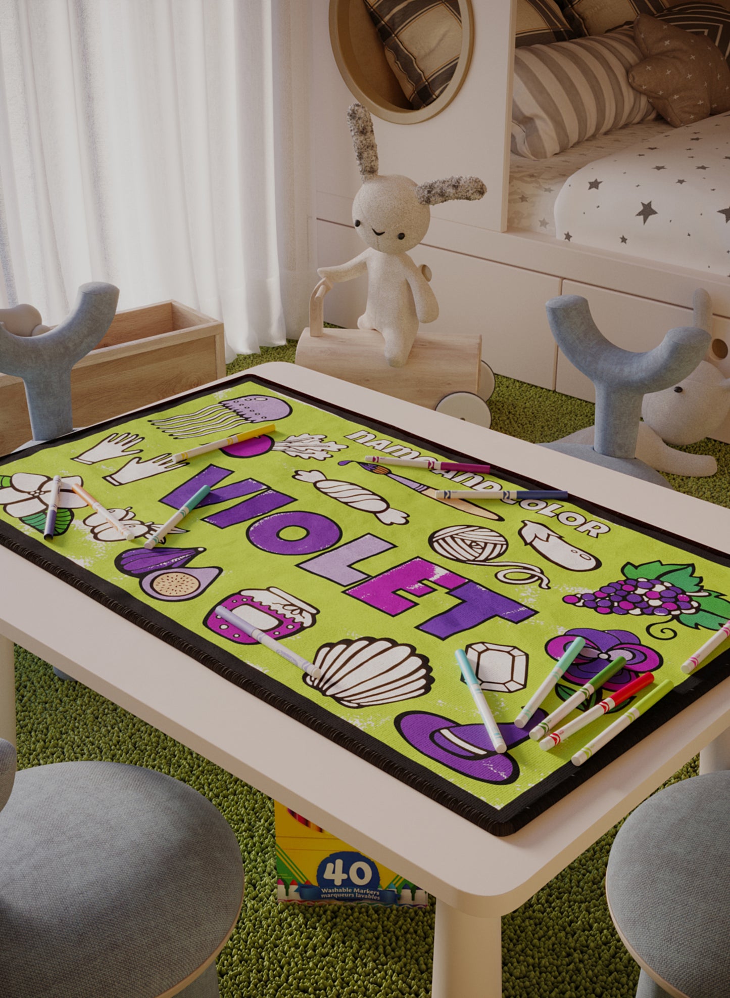 Name and Color Violet Coloring Mat - 3