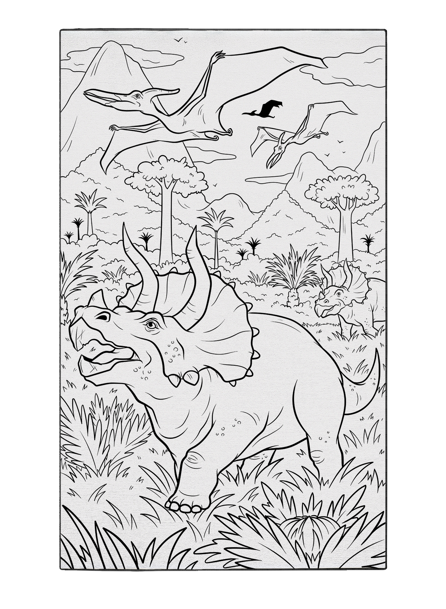 Triceratops Parade Washable Coloring Mat