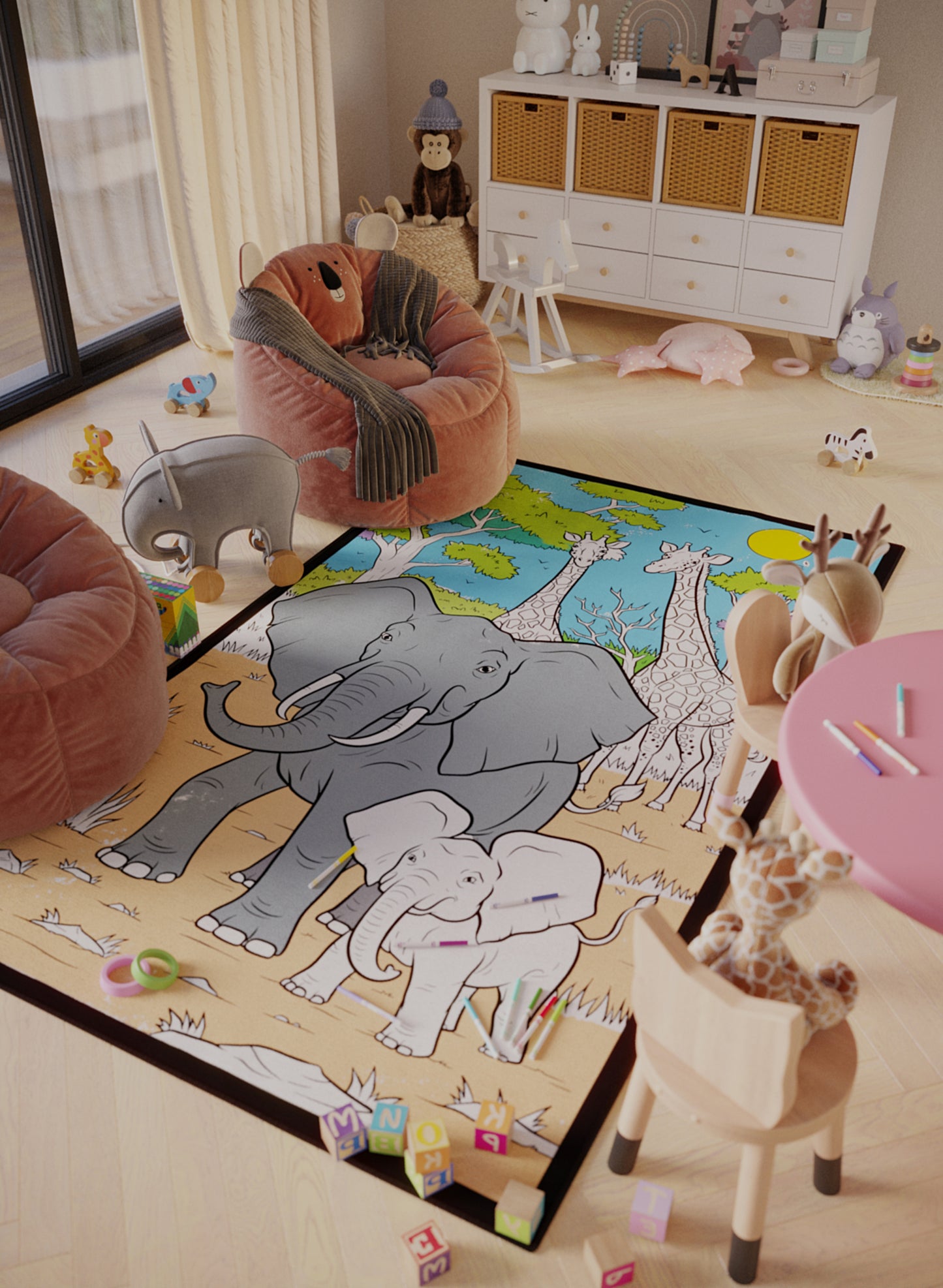 Elephant March Coloring Poster - 2