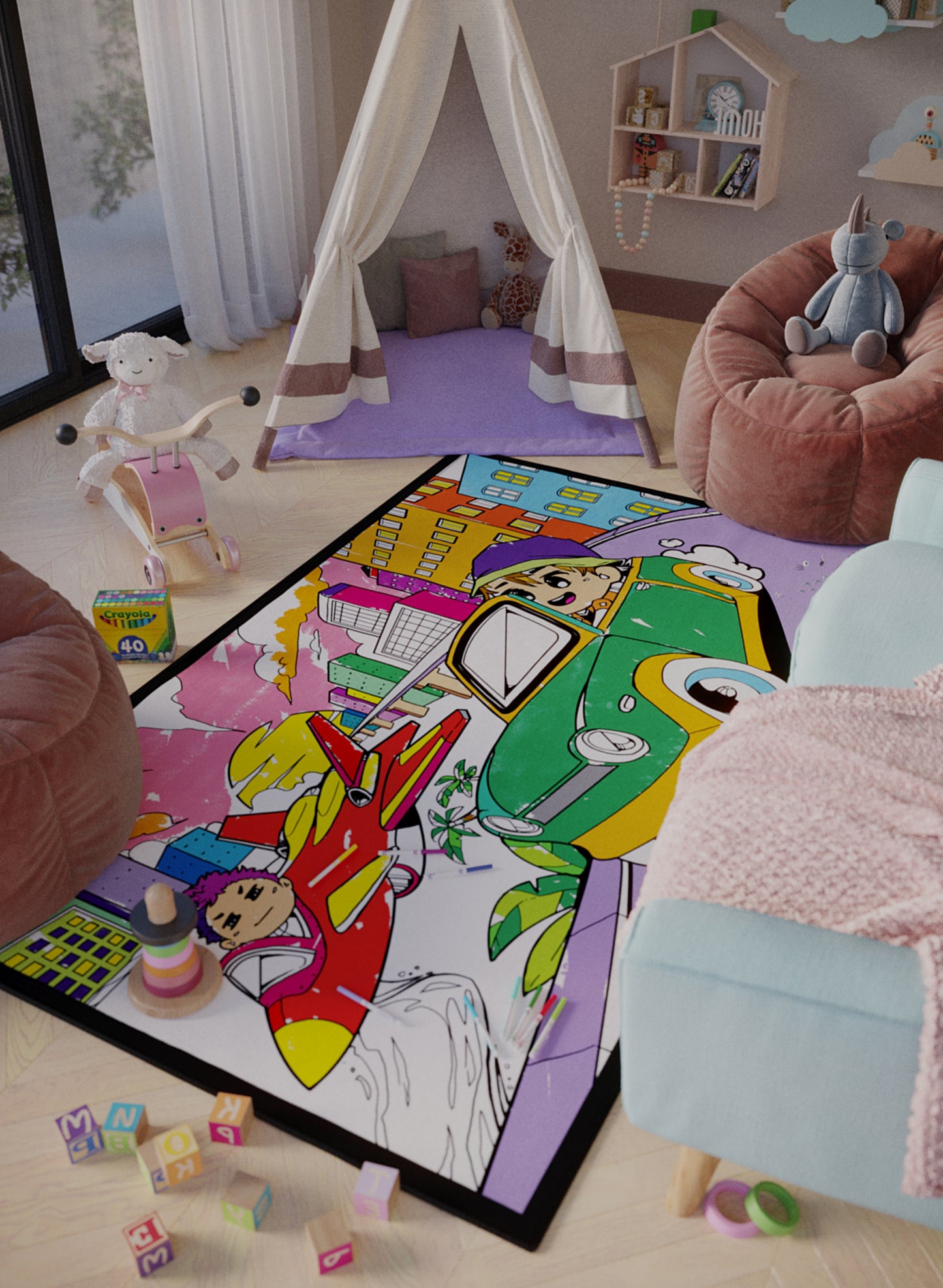Vaporwaves Washable Coloring Mat - 2